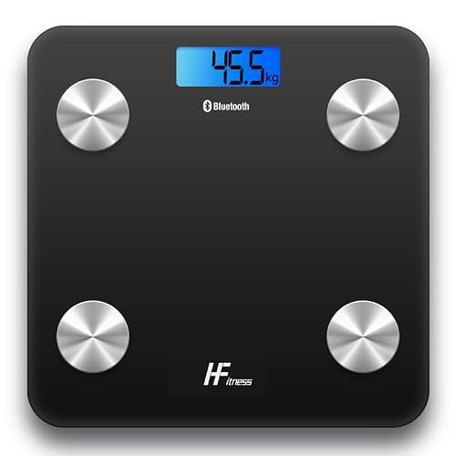 Detalle de HomeFashion HFitness báscula digital de baño con app y análisis corporal (19 indicadores), negra