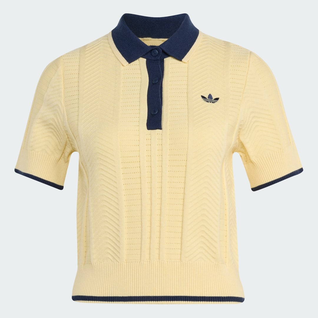 Detalle 2 de POLO CABLE KNIT CALI de Adidas en Amarillo: polo cómodo para el día a día