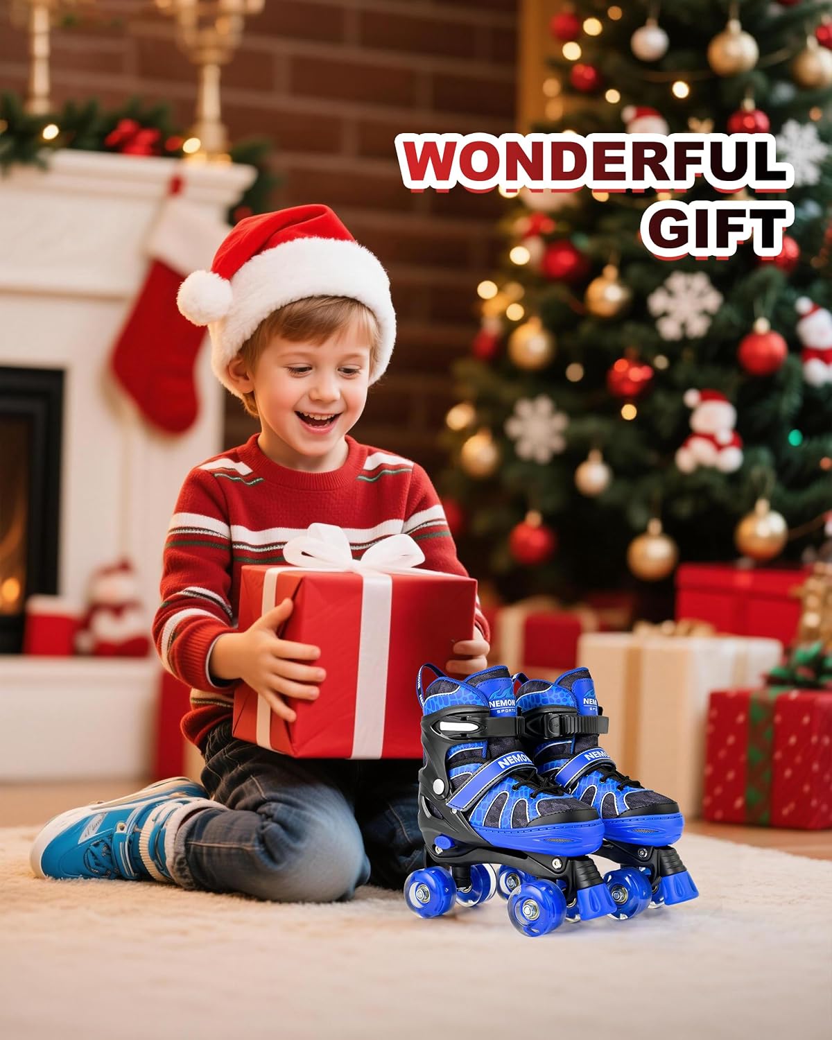 Thumbnail 5 de NEMONE Mermaid 4 Size Adjustable Light-Up Roller Skates for Girls (Purple Blue)