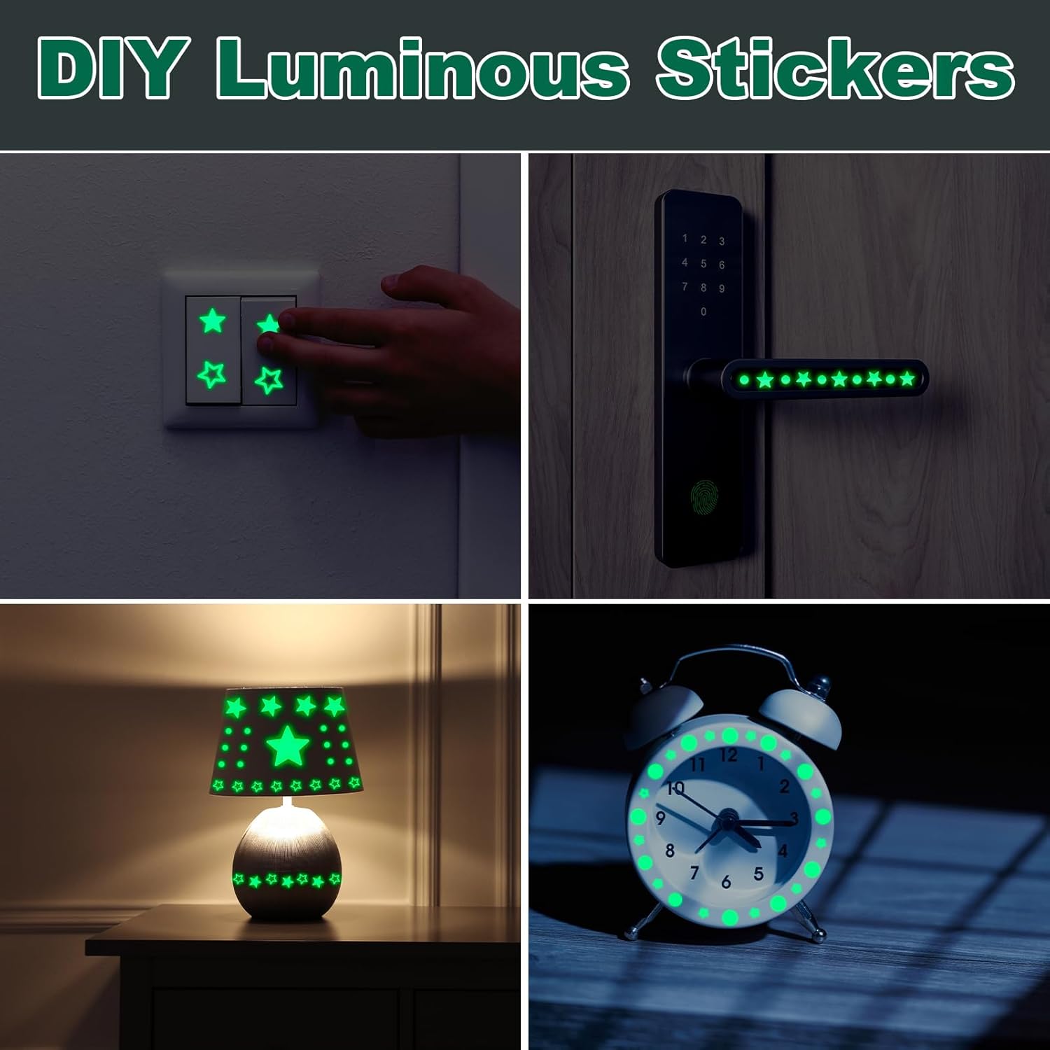 Thumbnail 4 de ECHOCUBE 1503pc Glow in the Dark Star Stickers – luminous wall and ceiling stars for a kids’ bedroom (green)