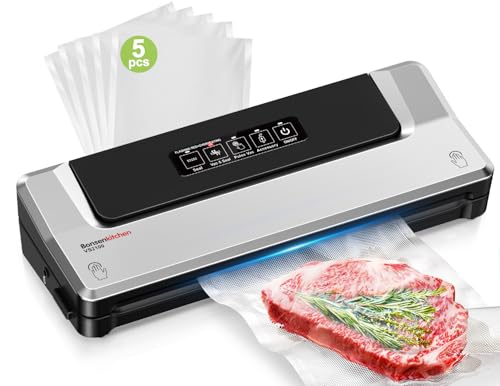 Detalle de Bonsenkitchen Macchina Sottovuoto per Alimenti 4 in 1: sigillatura rapida, cottura sottovuoto e conservazione con mode esterno e set di 5 sacchetti