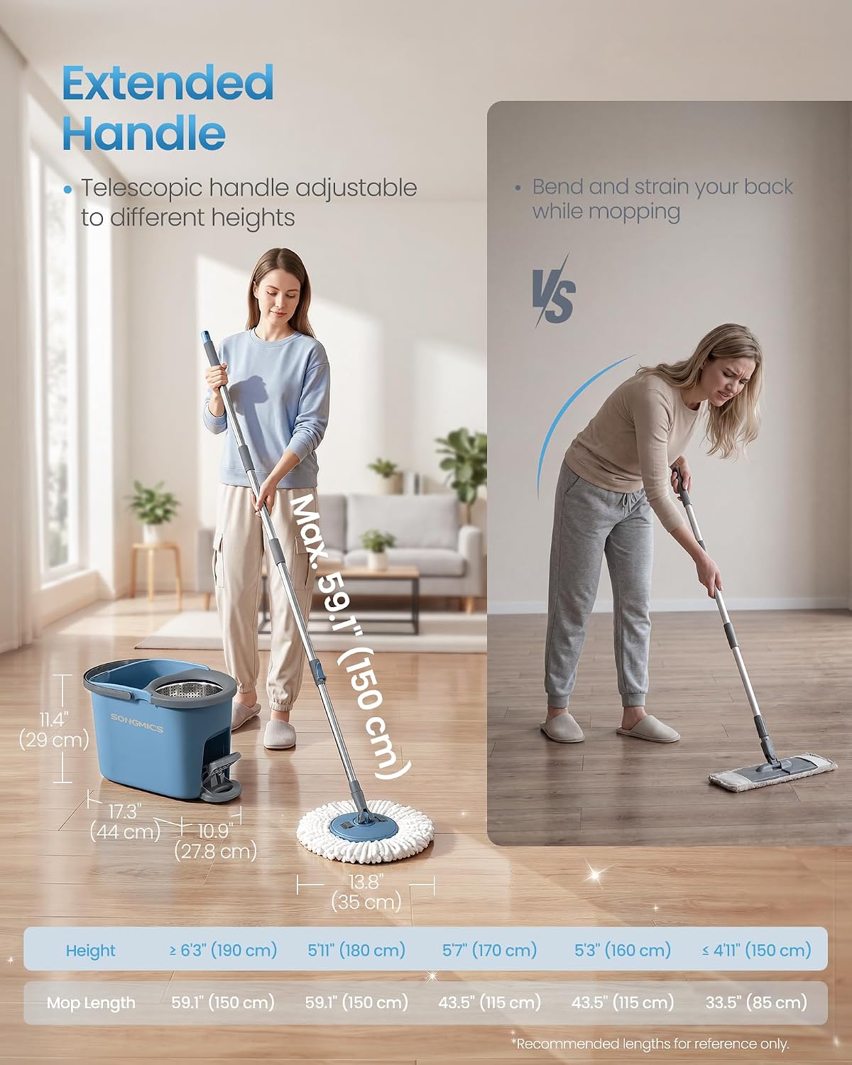 Detalle 2 de SONGMICS Spin Mop and Bucket Set ULMB002QT04