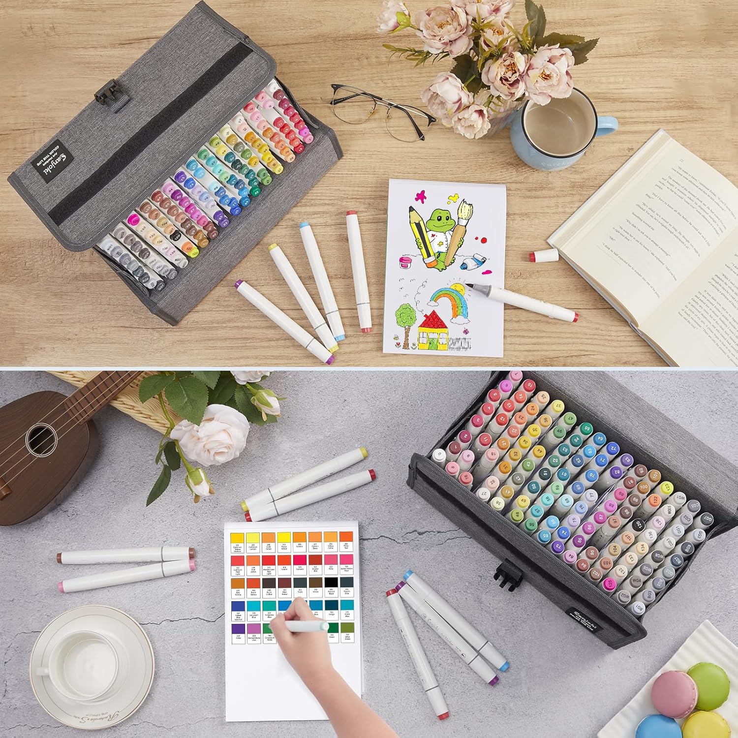 Thumbnail 4 de SANJOKI Art Markers 119 Colours & Colourless Blender Dual Tip Alcohol Brush Markers