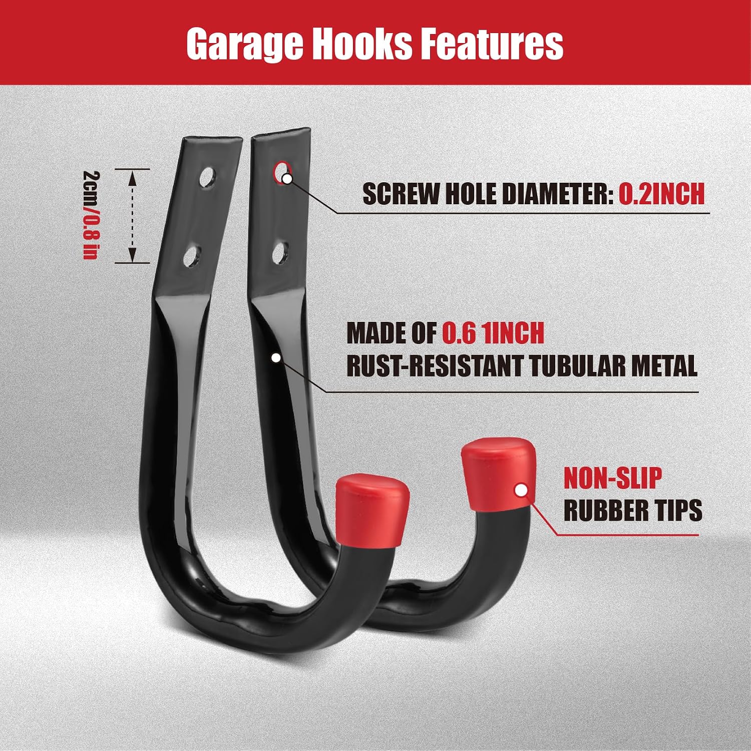 Detalle de Sinoer Garage-Wandhaken-Set mit Schwerlast- und Mittelhaken (12 Stück) für Leiter, Fahrräder & mehr