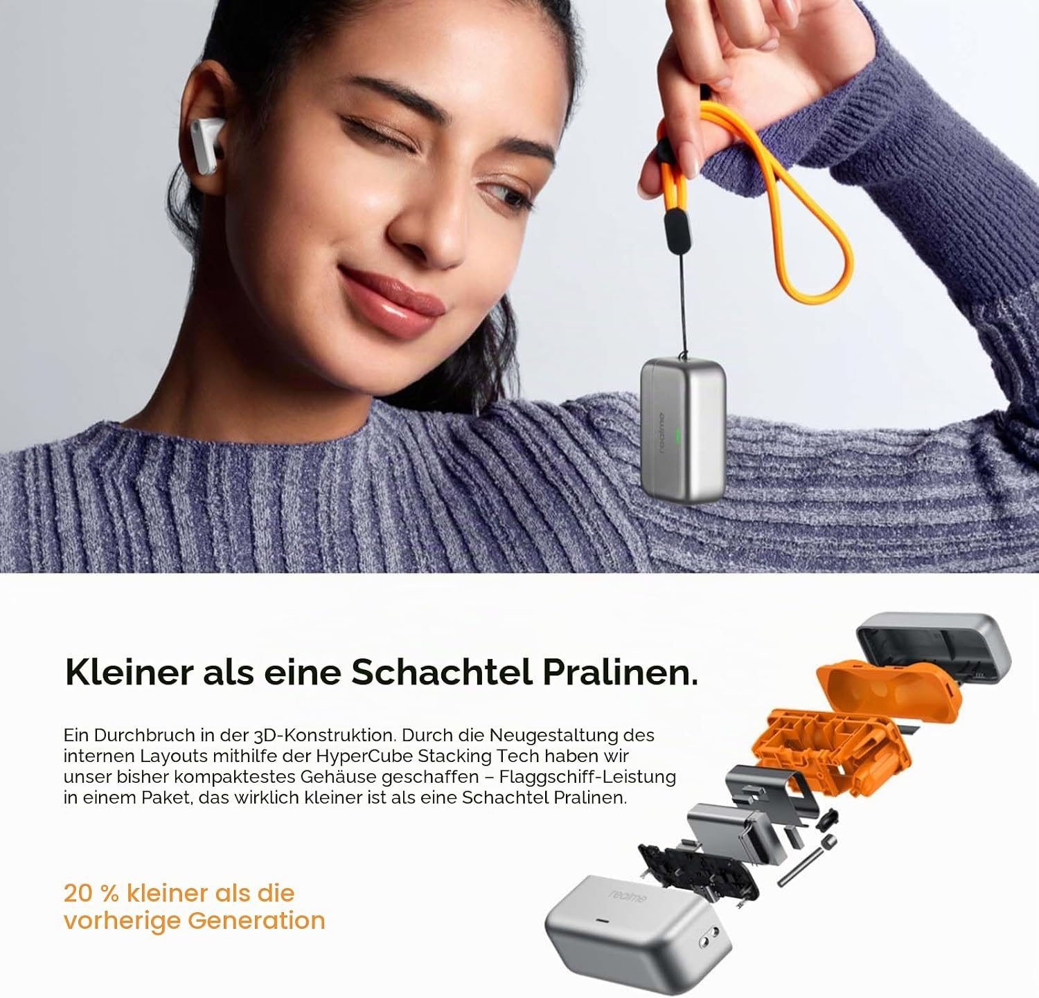 Detalle de realme Buds T500 Pro – Kabellose In-Ear mit 50 dB ANC, Candy Design, Gelb