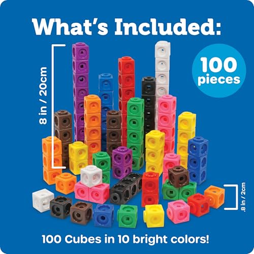 Detalle de Learning Resources MathLink Cubes - Set of 100 Cubes for Early Math & STEM