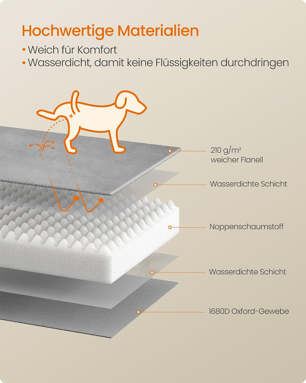 Detalle de Feandrea orthopädisches Hundebett L – erhöhter Rand, Noppenschaumstoff, waschbarer Bezug