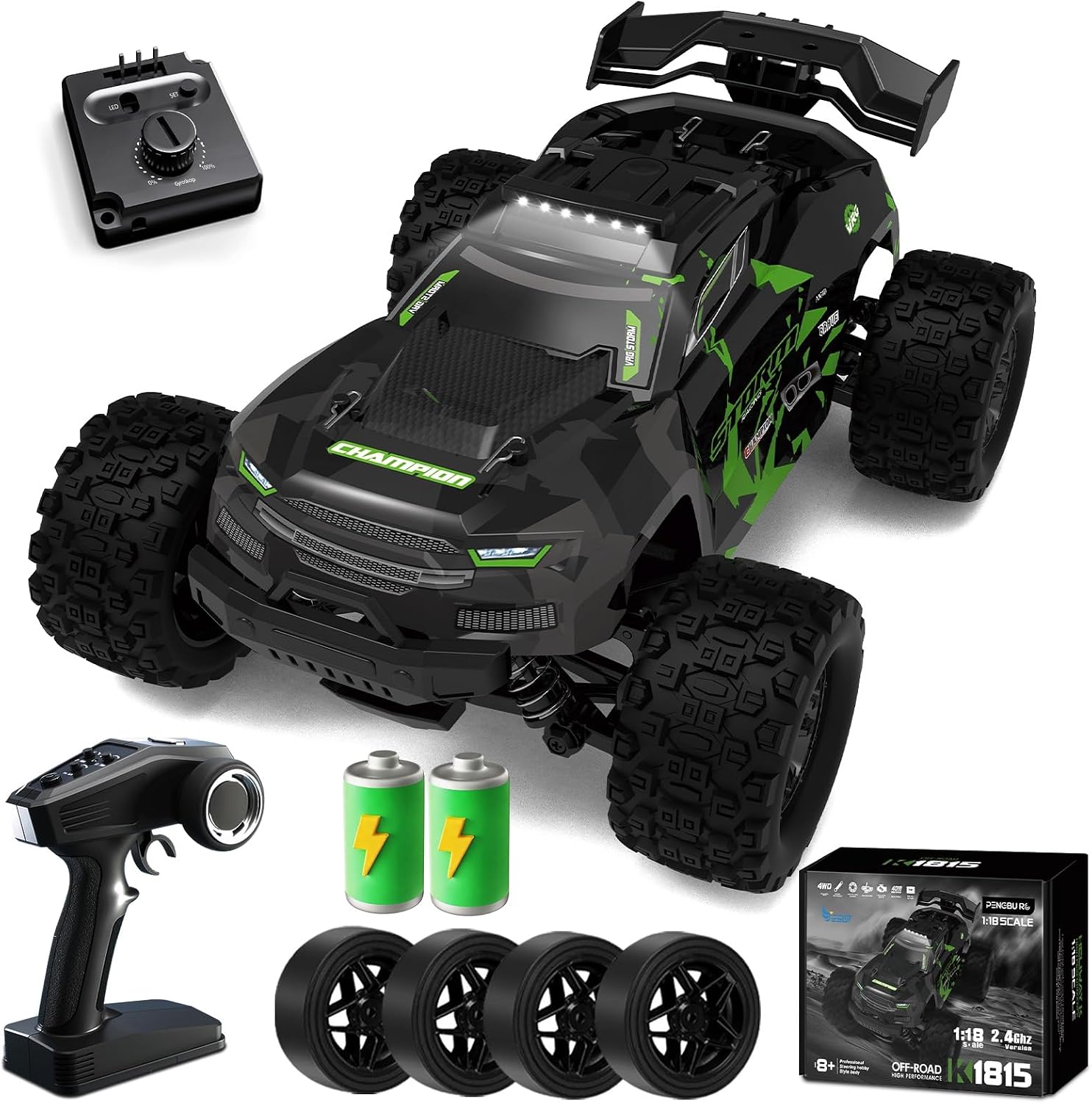 Detalle de PENGBU RC 1815 RC-monstertruck 1:18, 4WD tot 40 km/u met licht