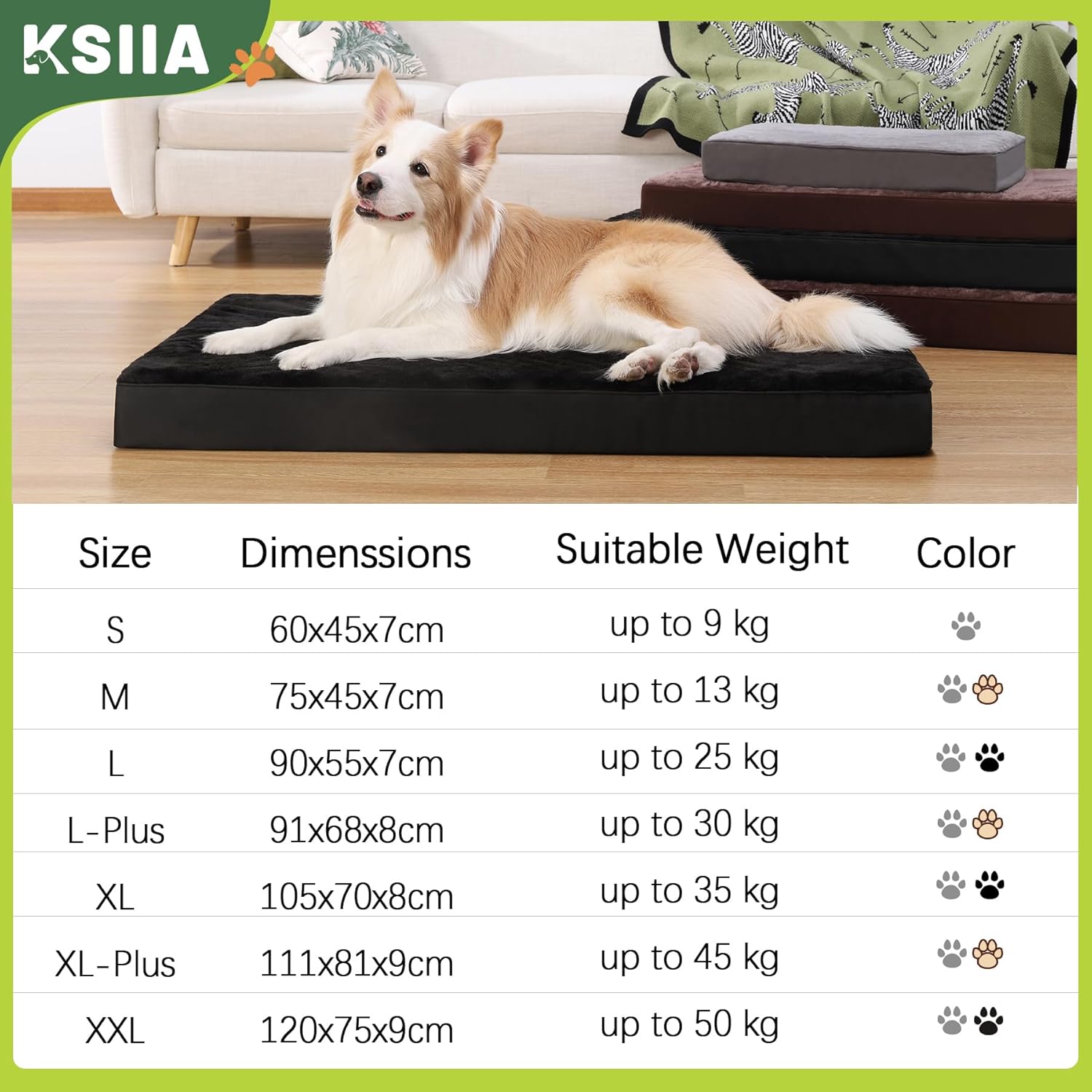 Thumbnail 4 de KSIIA Orthopedic Dog Bed – Medium Washable Crate Bed, 73x45x7cm (Light Tan)