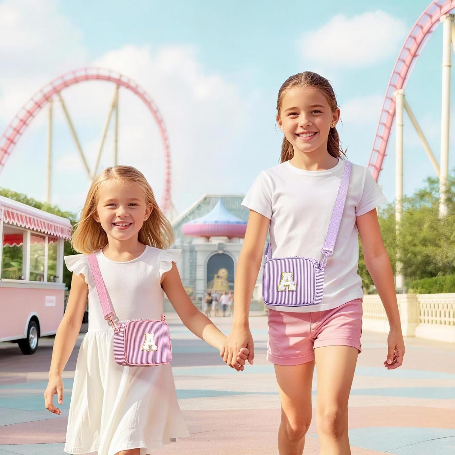 Thumbnail 1 de YOOLIFE Personalisiert Umhängetasche Mädchen – Monogramm-Umhängetasche in Rosa, personalisierbar