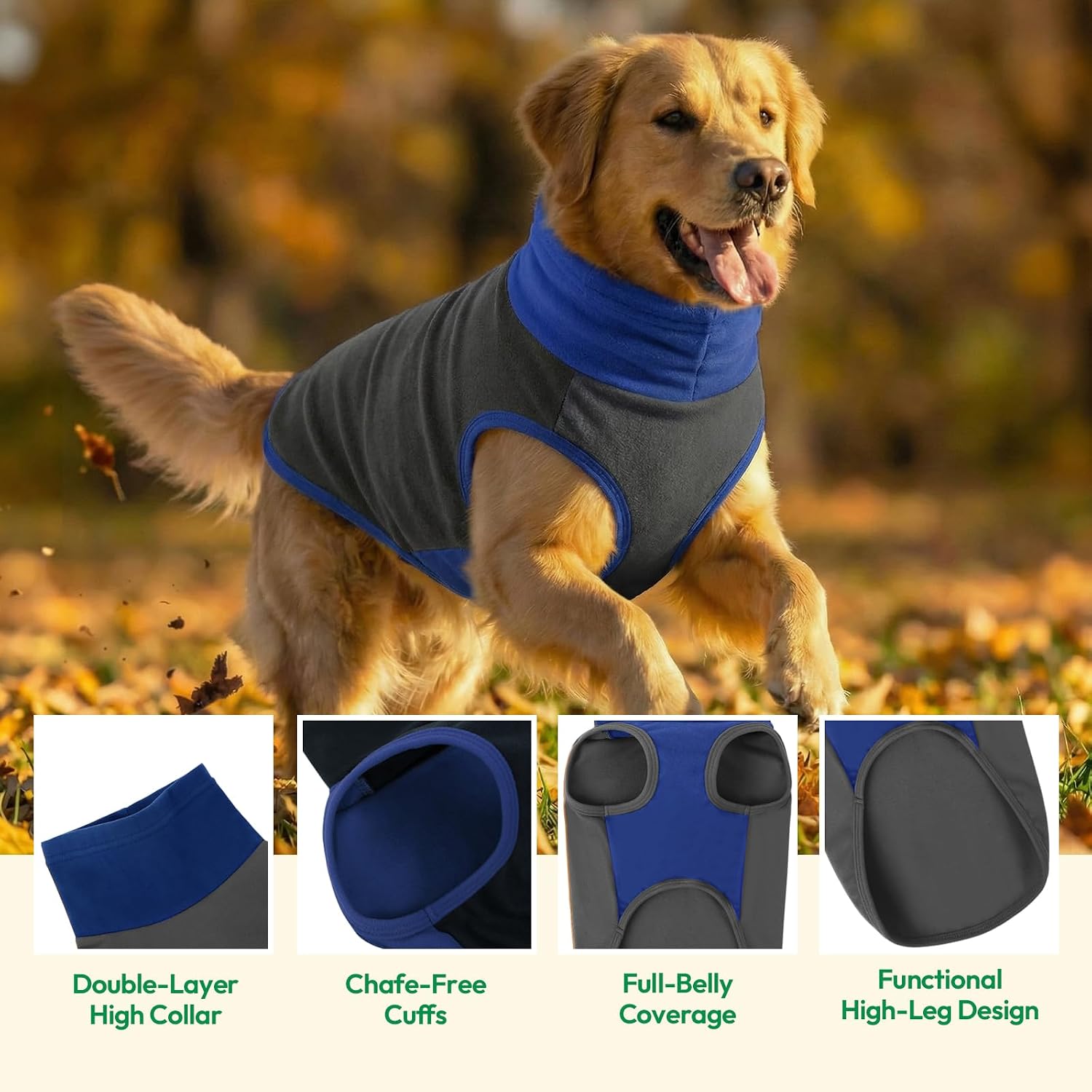 Detalle 2 de KONVINIT Hundepulli Fleece Rollkragen für große Hunde