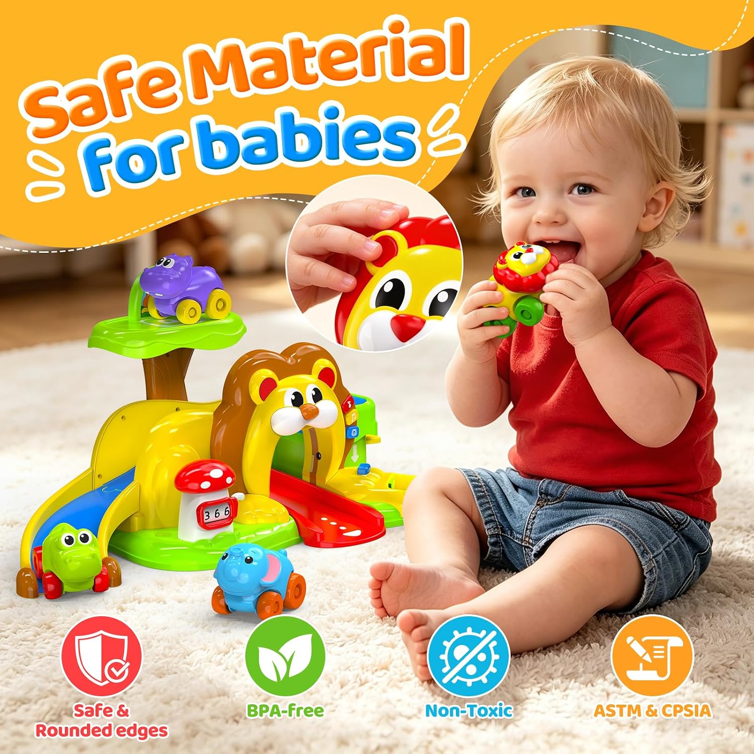 Detalle de Toddler Race Track Toy with 4 Animal Cars