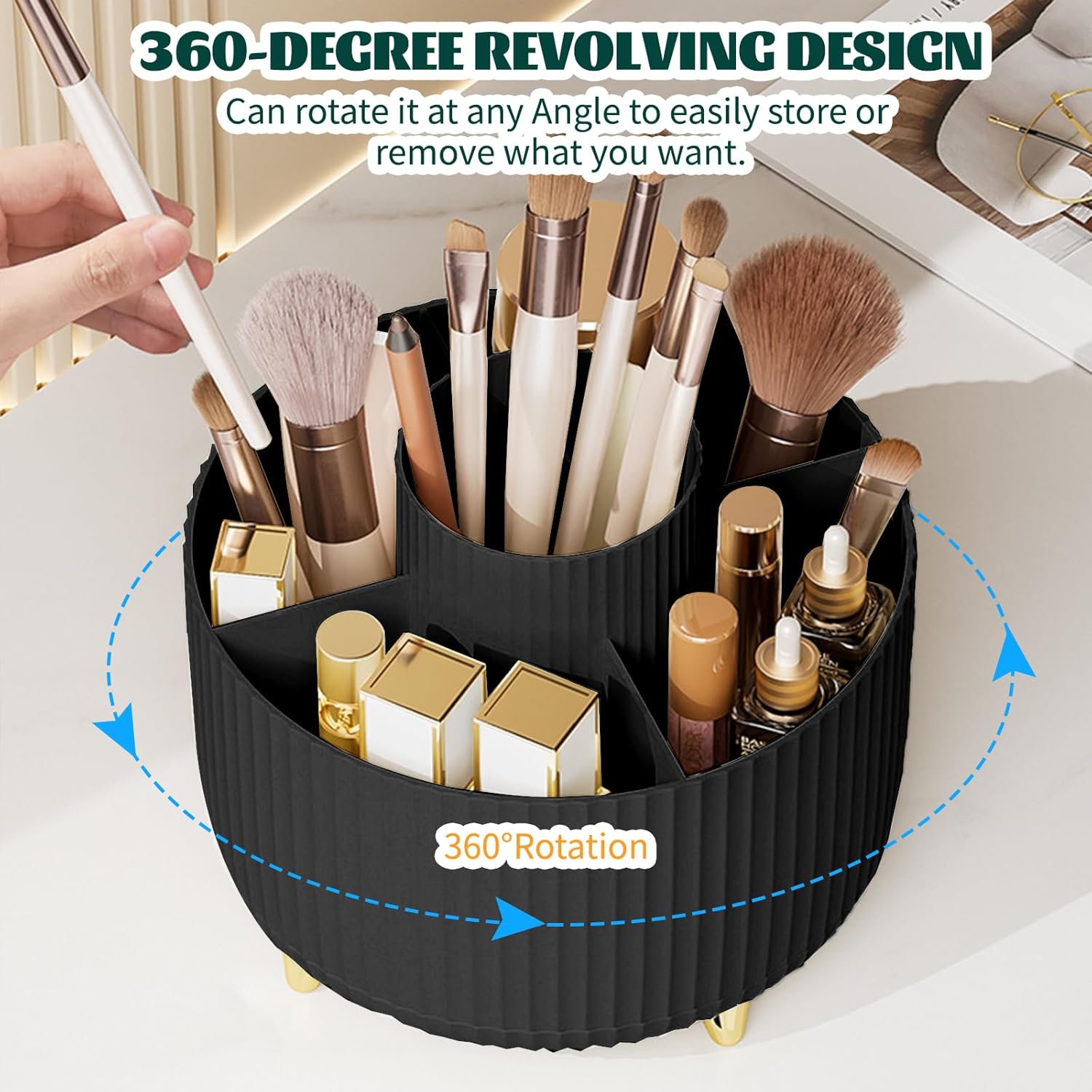 Thumbnail 4 de 360° Drehbarer Make-up Organizer Schwarz