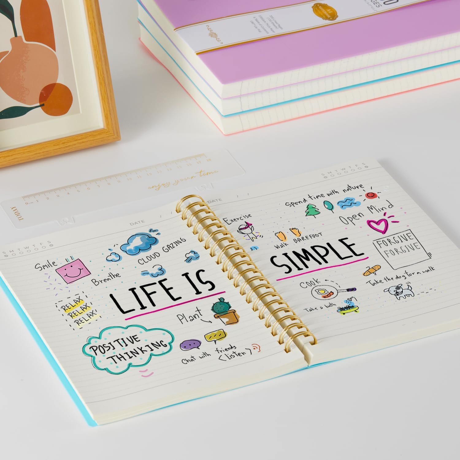 Detalle de NIRMIRO B5 Spiral Notebook (Hardback PVC Cover) – 300 Pages, Lined 100gsm
