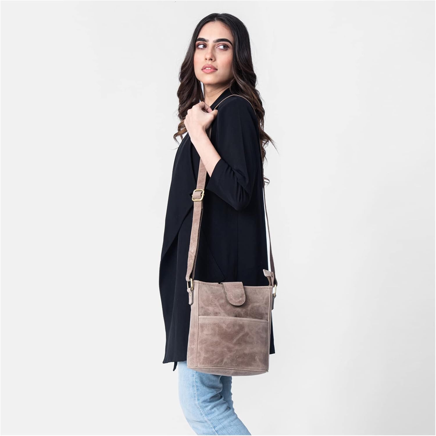 Thumbnail 1 de LEABAGS Leder Handtasche Damen „Athens“ – Premium Echtleder Umhängetasche für Arbeit, Uni, Schule