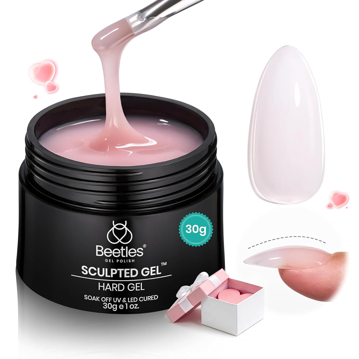 Detalle de Beetles Builder Gel 1 oz Nude Pink Sculpted Gel (UV/LED Cured) for Nail Extensions & Sculpting