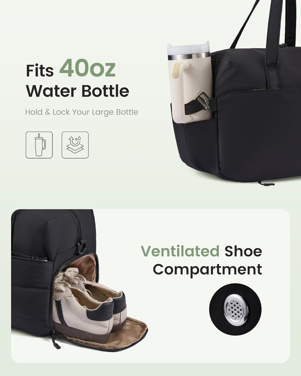 Detalle 2 de LOVEVOOK Sporttasche/Weekender klein für Damen – handgepäcktaugliche Reisetasche mit Schuhfach