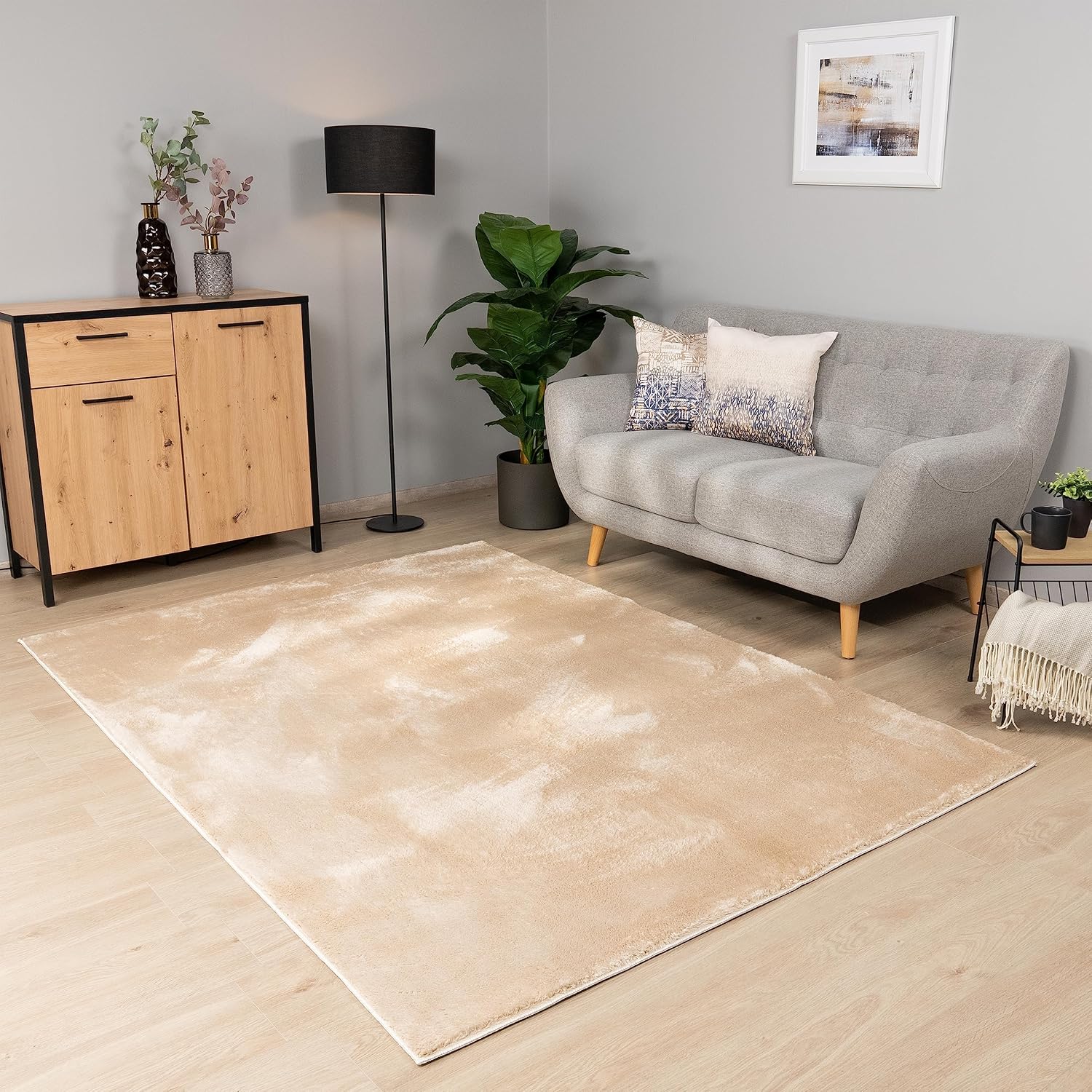 Thumbnail 6 de Paco Home Teppich 160x220 cm Kurzflor grau
