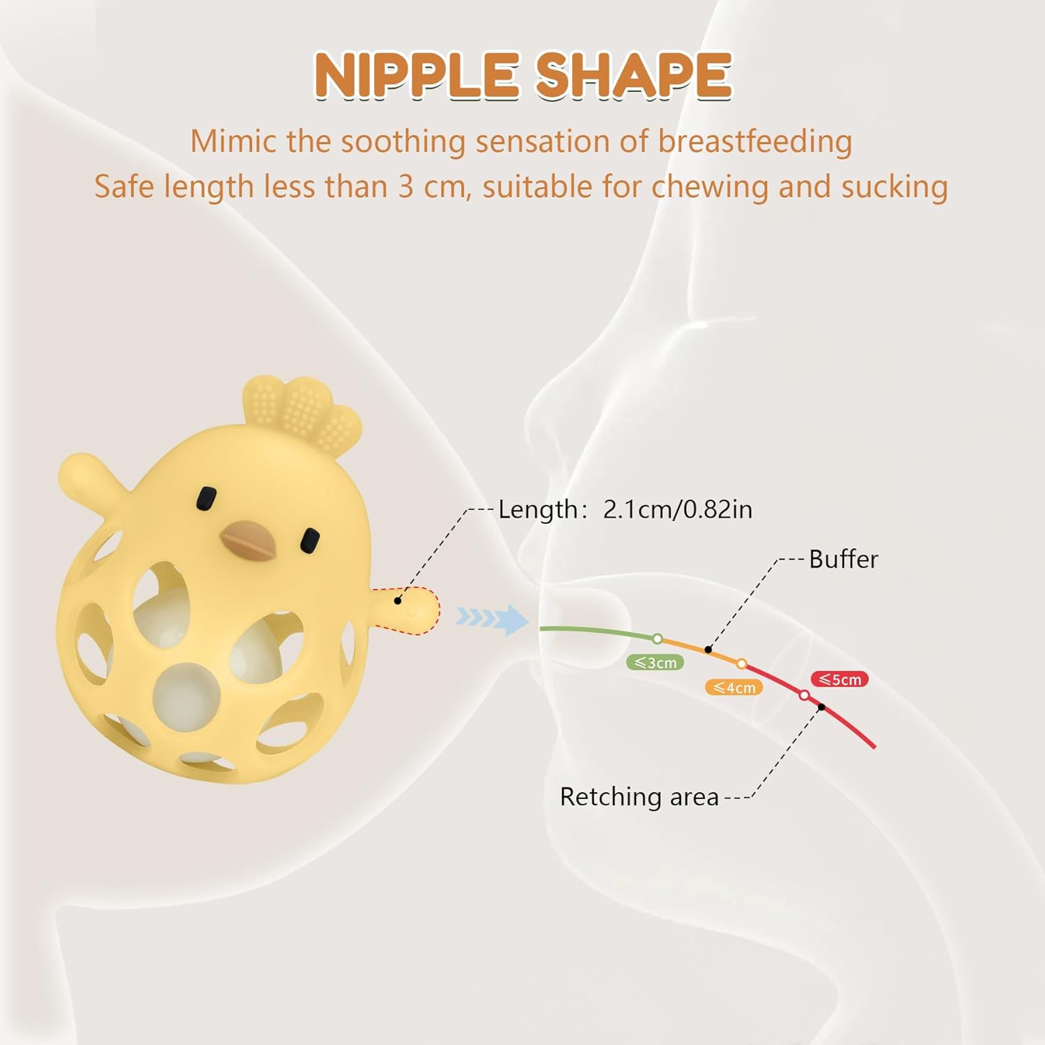 Thumbnail 1 de MCGMITT Grasping Ball with Rattle Baby Teether (Silicone, BPA-free) – Yellow Chicken Shape