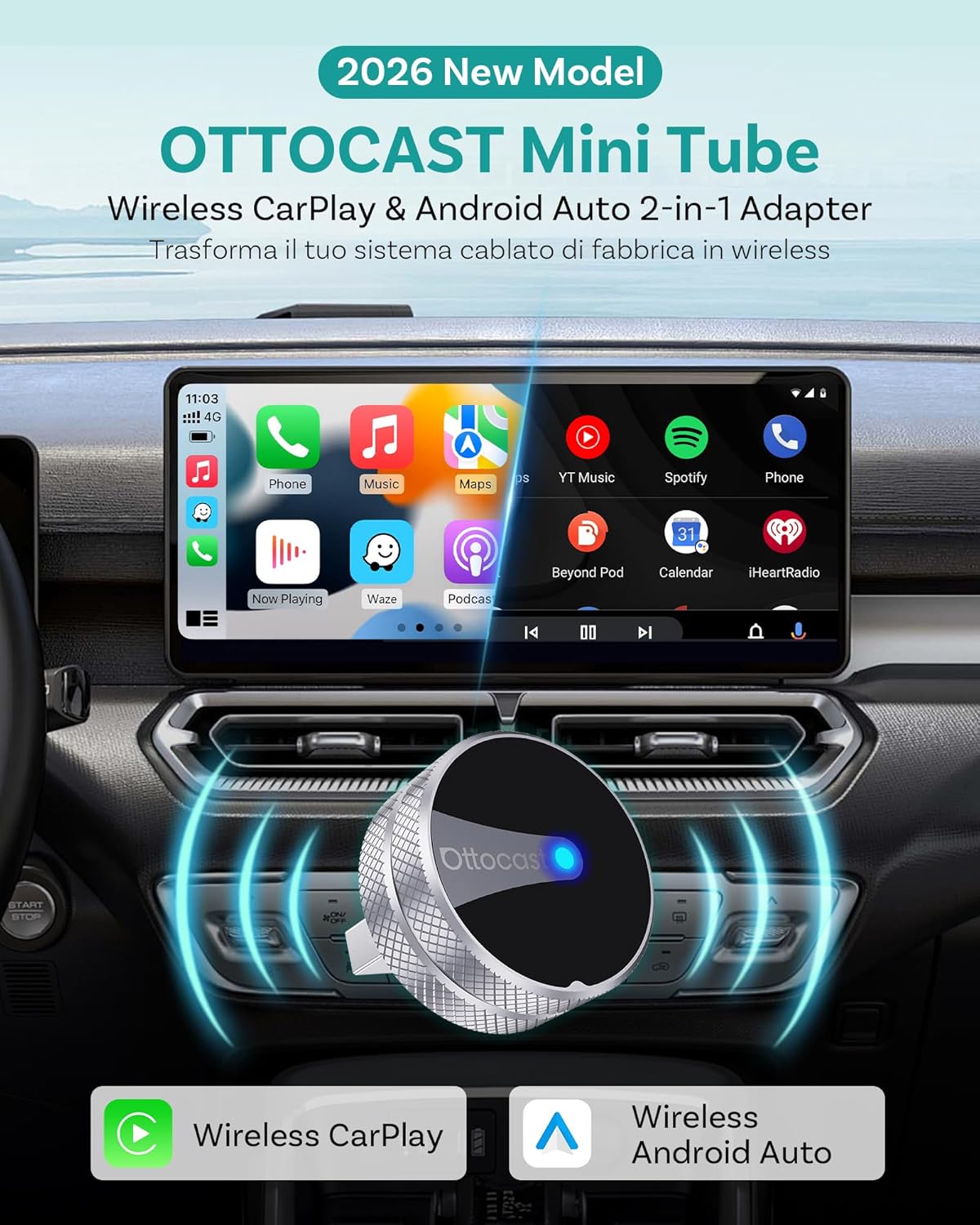 Thumbnail 1 de OTTOCAST MINI Tube Wireless CarPlay