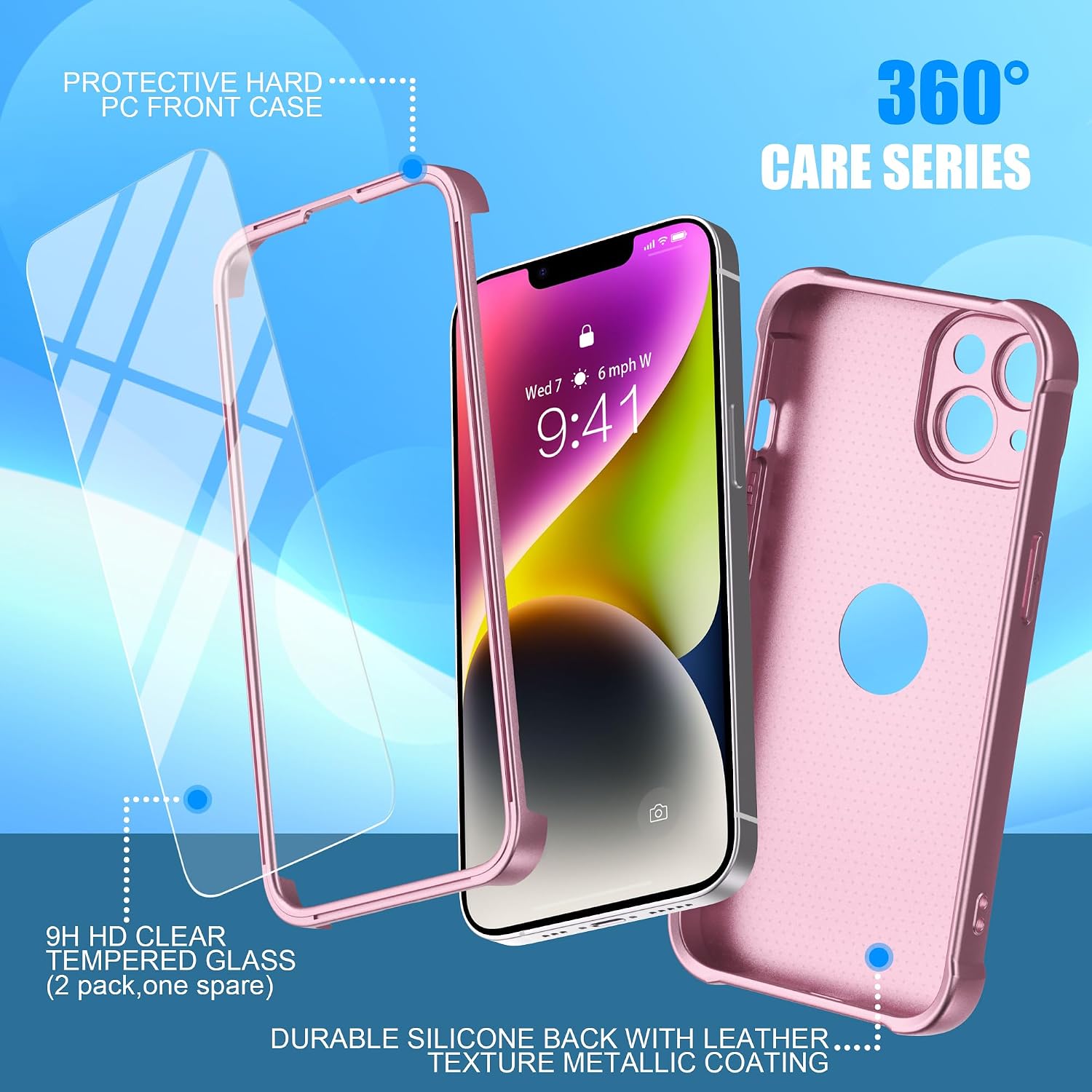 Detalle de iPhone 14 Plus silicone case with 2 glass