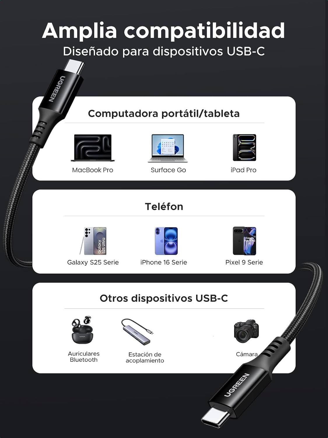 Thumbnail 3 de UGREEN 100W Cable USB C PD 3.0 3 m