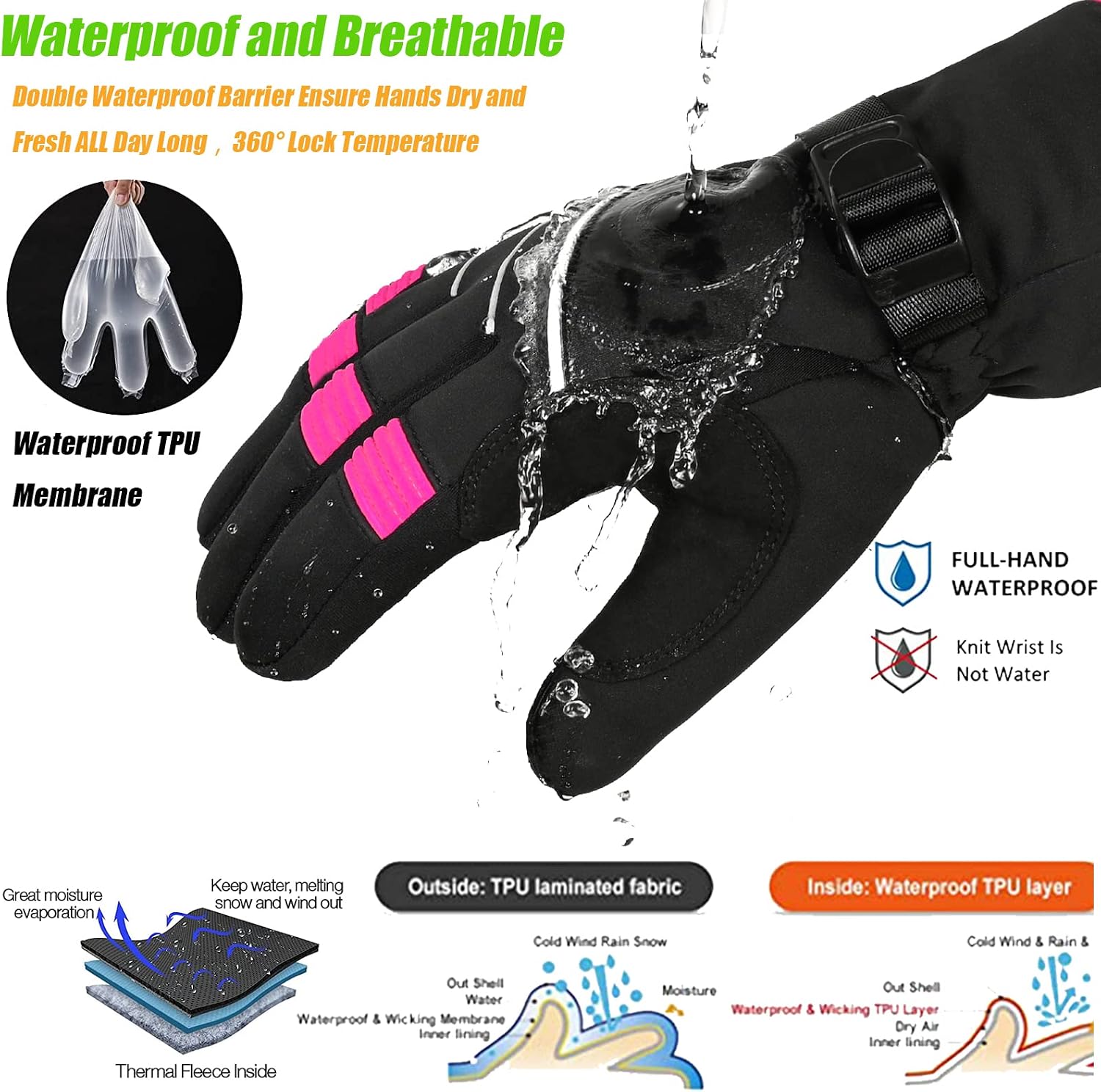 Detalle de MOREOK MK020FPinkS Winter Gloves, Pink Small, 200g 3M Thinsulate