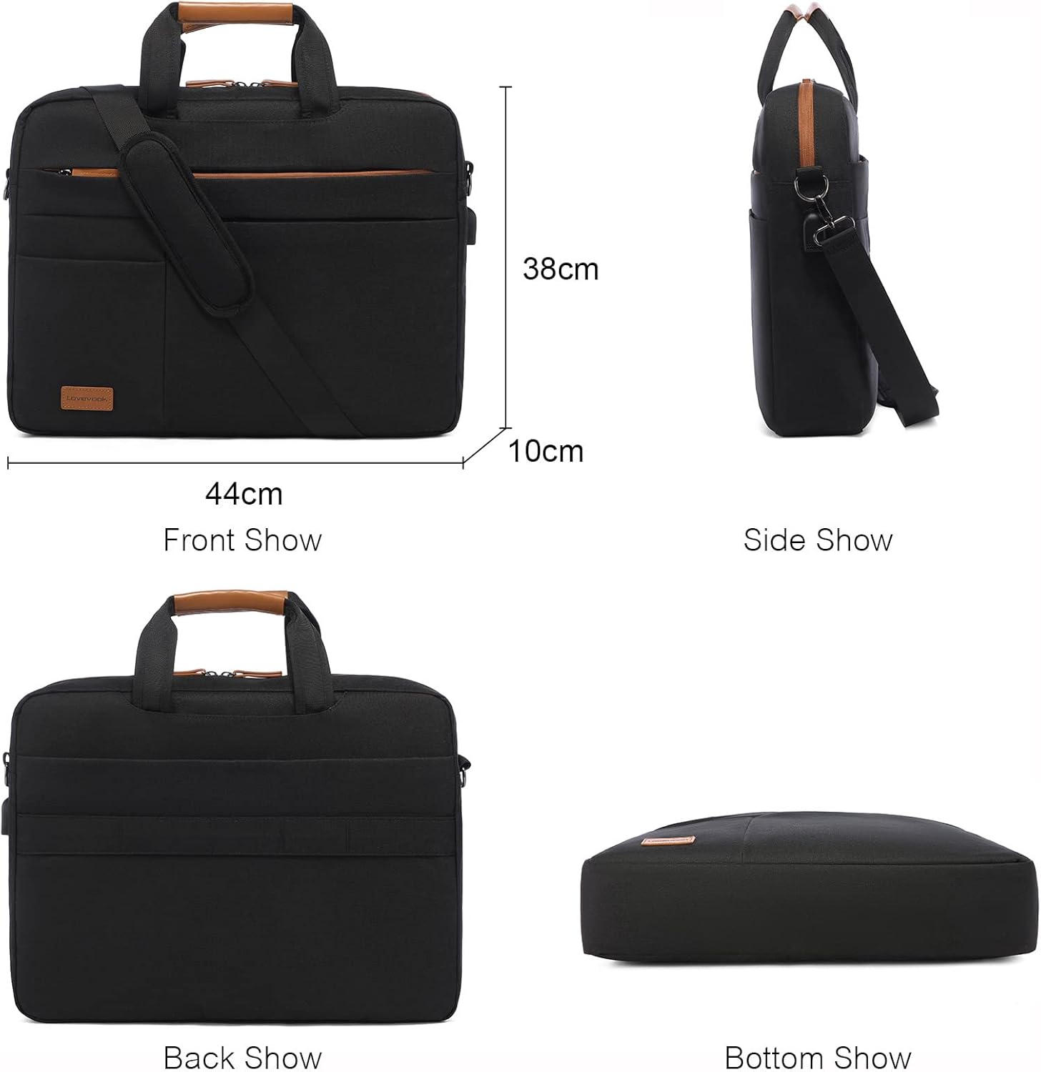 Detalle de LOVEVOOK Laptoptasche 17 Zoll: Wasserdichte Akten- und Reisetasche für Business und Alltag
