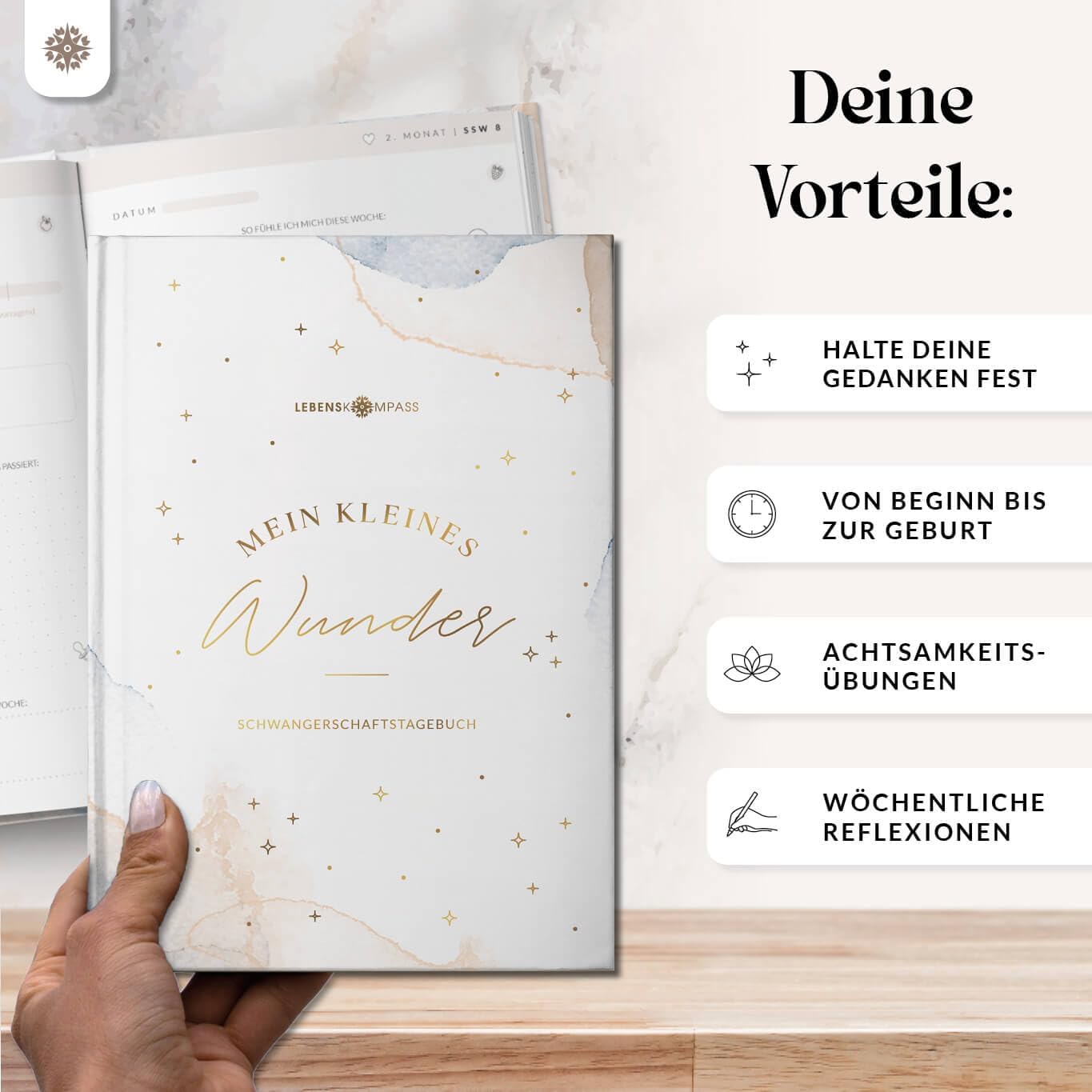 Detalle de Schwangerschaftstagebuch WUNDER A5 mit 128 Seiten