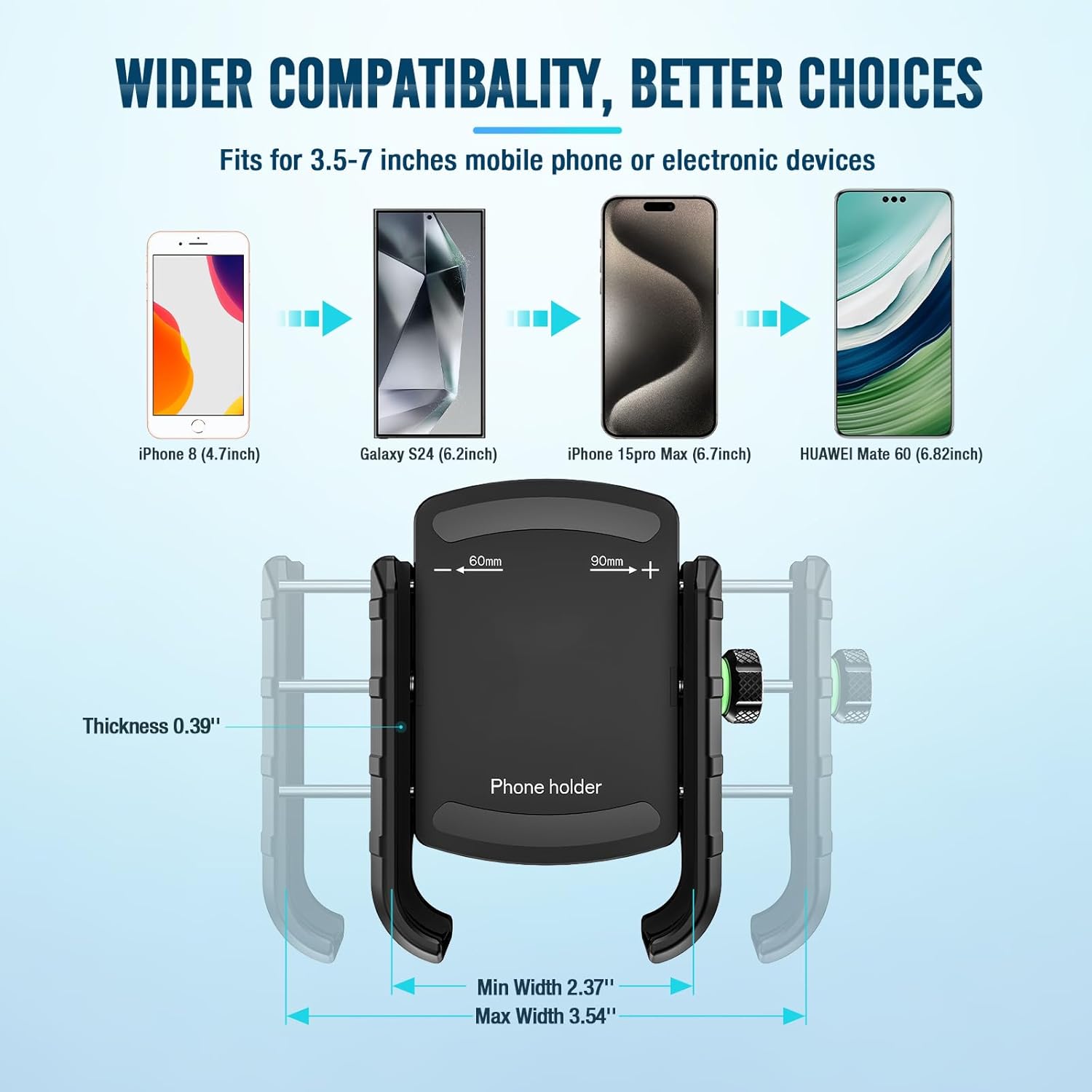 Detalle de BTNEEU Support Téléphone Vélo et Moto – Support guidon universel 360° avec pas de sécurité renforcé