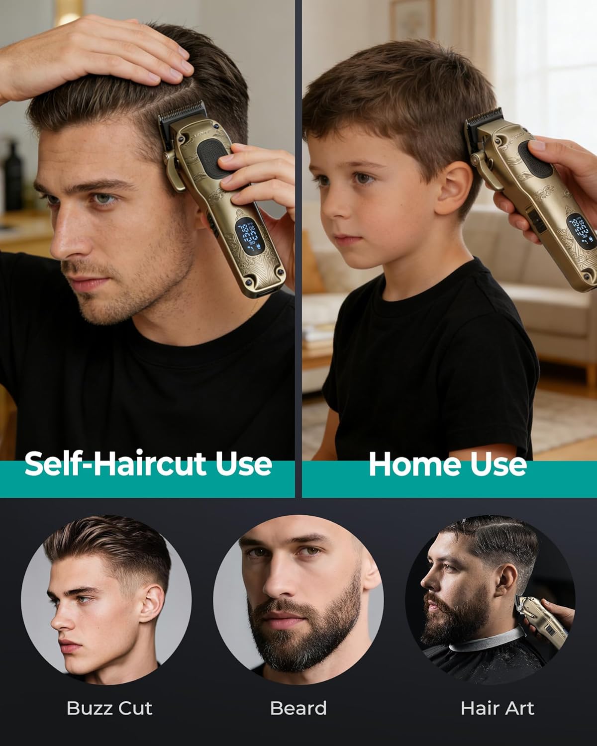 Detalle de VGRPRO Hair Clippers for Men Professional: Cordless & Corded Barber Clippers Kit