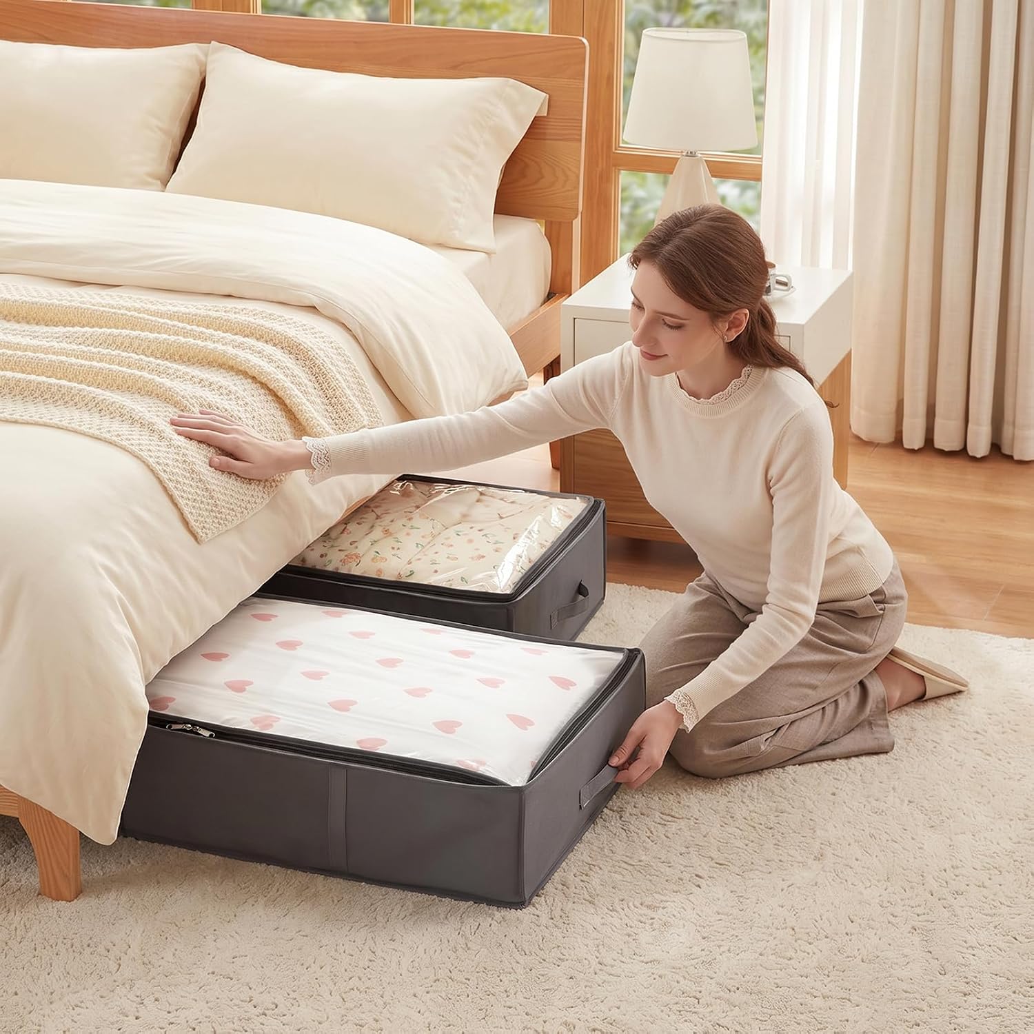 Thumbnail 6 de Lifewit 22143 opbergtassen voor onder het bed, opvouwbaar, 95 l, grijs