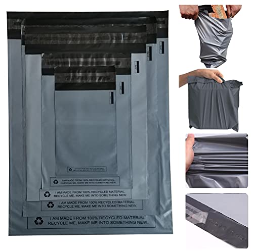 Detalle de MSDS-SOLUTIONZ 125 Grey Plastic Mailing Bags, 5 Assorted Sizes