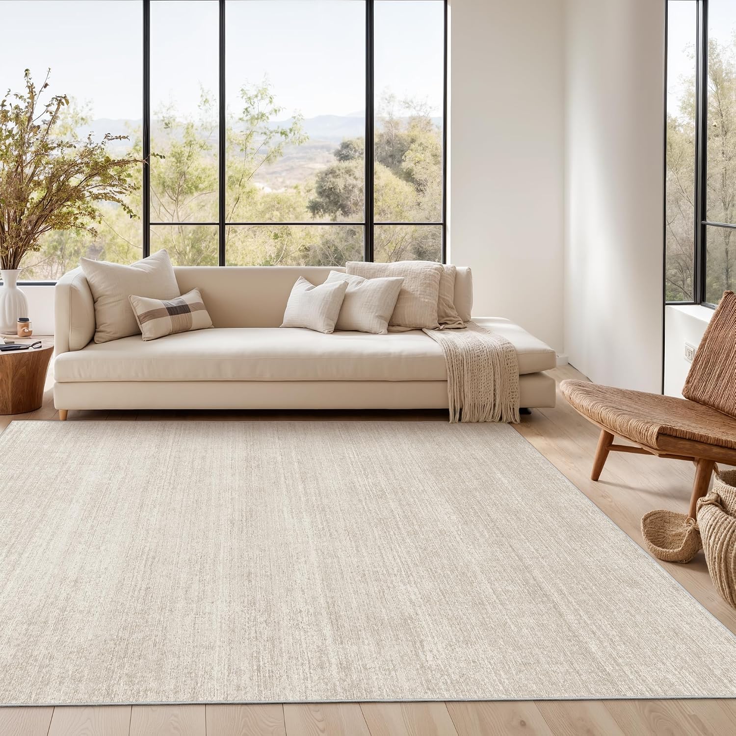 Thumbnail 4 de Valenrug Washable Rugs 5x7: Stain-Resistant, Machine-Washable, Anti-Slip Area Rug (Beige)