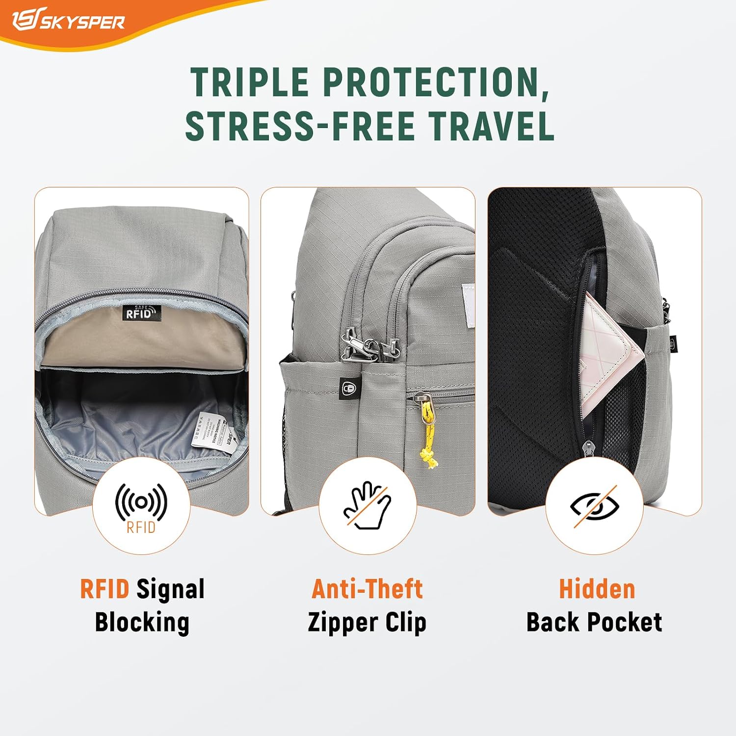 Detalle 2 de SKYSPER Sling Bag RFID Anti-Theft 11