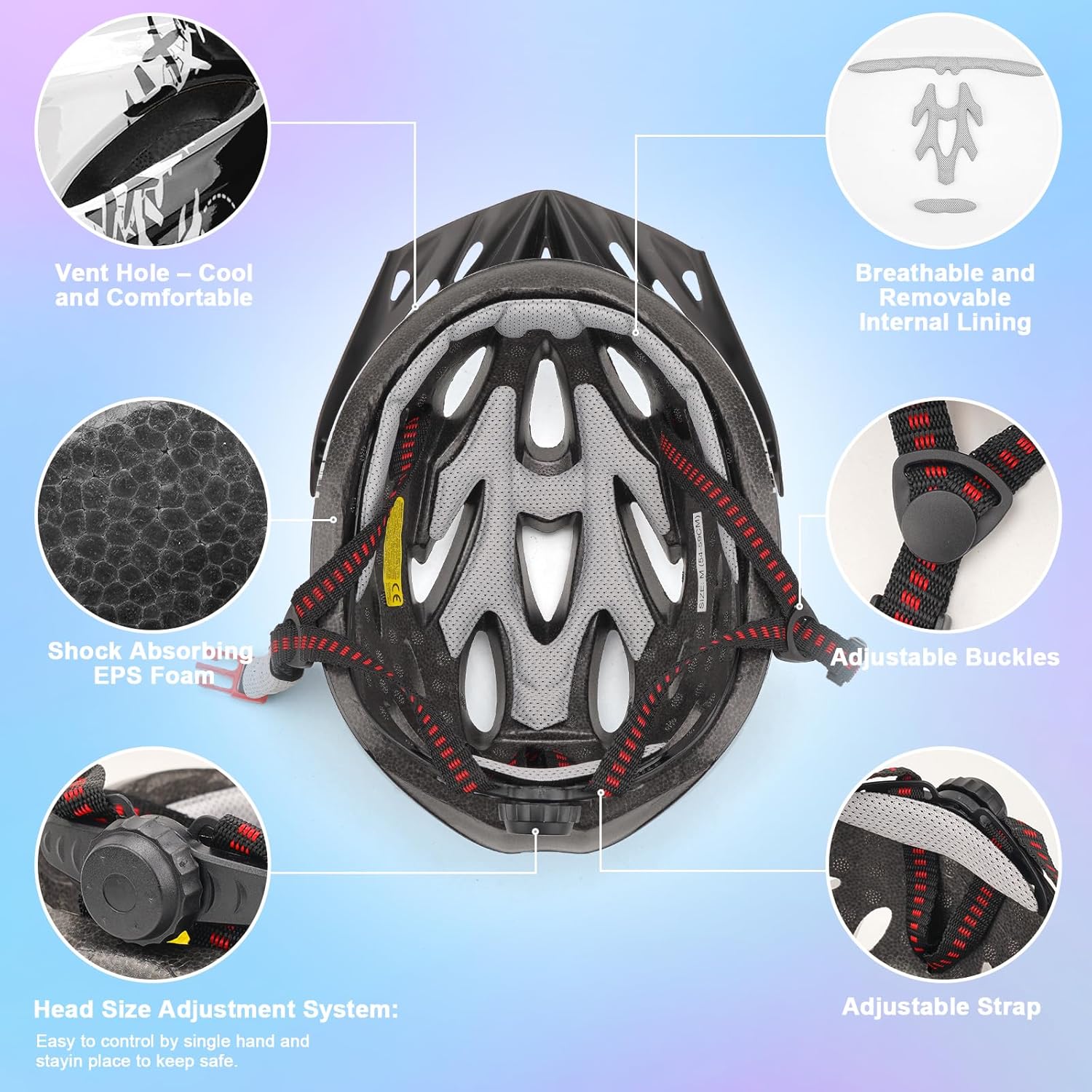 Detalle de Kids Bike Helmet for Age 8-15: Lightweight Adjustable Multi-Sport Helmet (54-59cm)