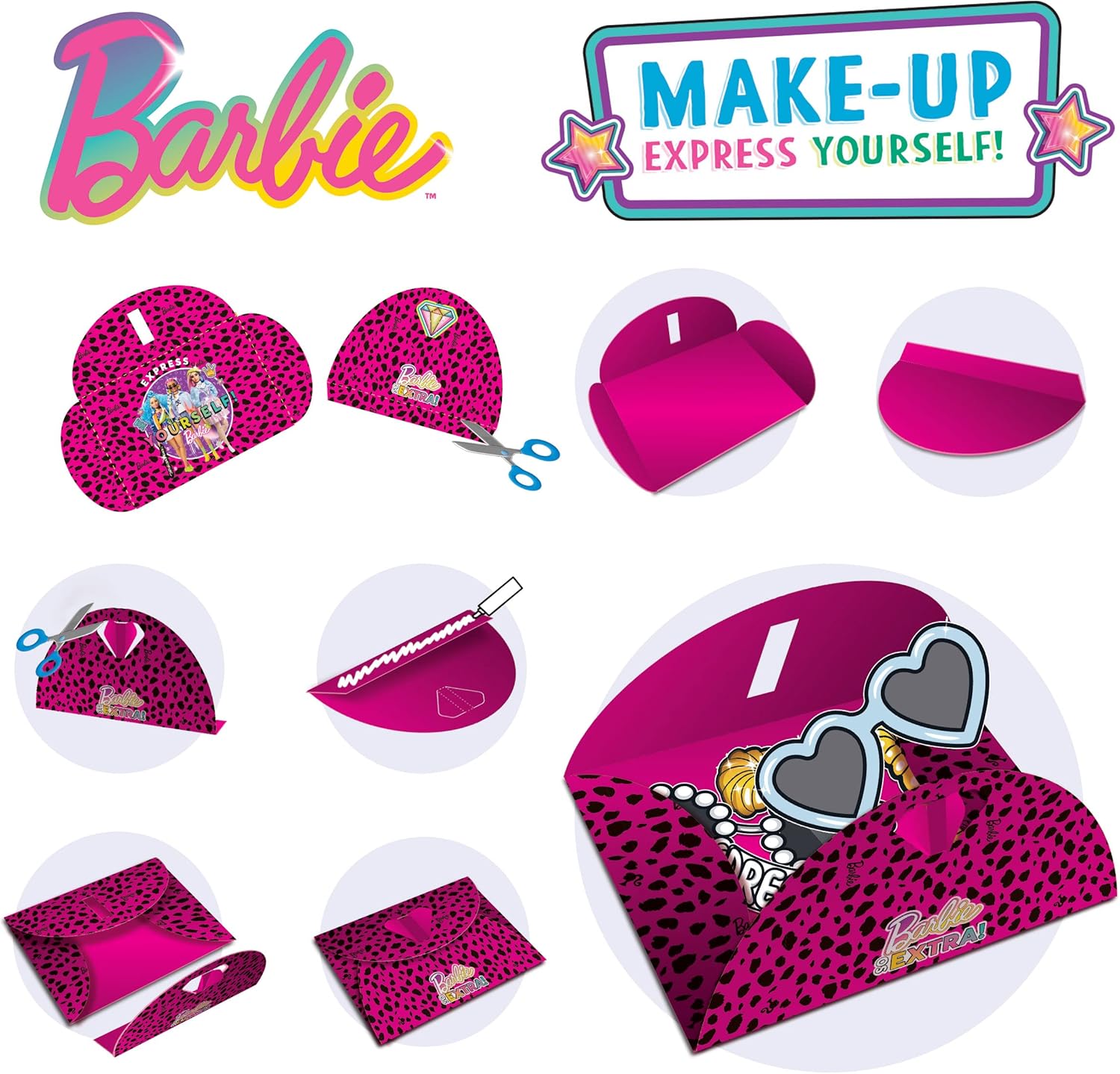 Detalle 2 de BARBIE Make-Up Express Yourself! Sketchbook & Make-Up Bag – 44-Page Activity Kit