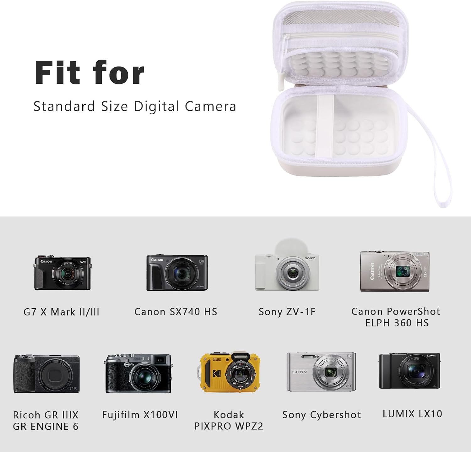 Detalle 2 de ProCase Kameratasche für Canon G7X Mark II/III, SX740 HS, Sony ZV-1F, Ricoh GR III und weitere kompakte Digitalkameras