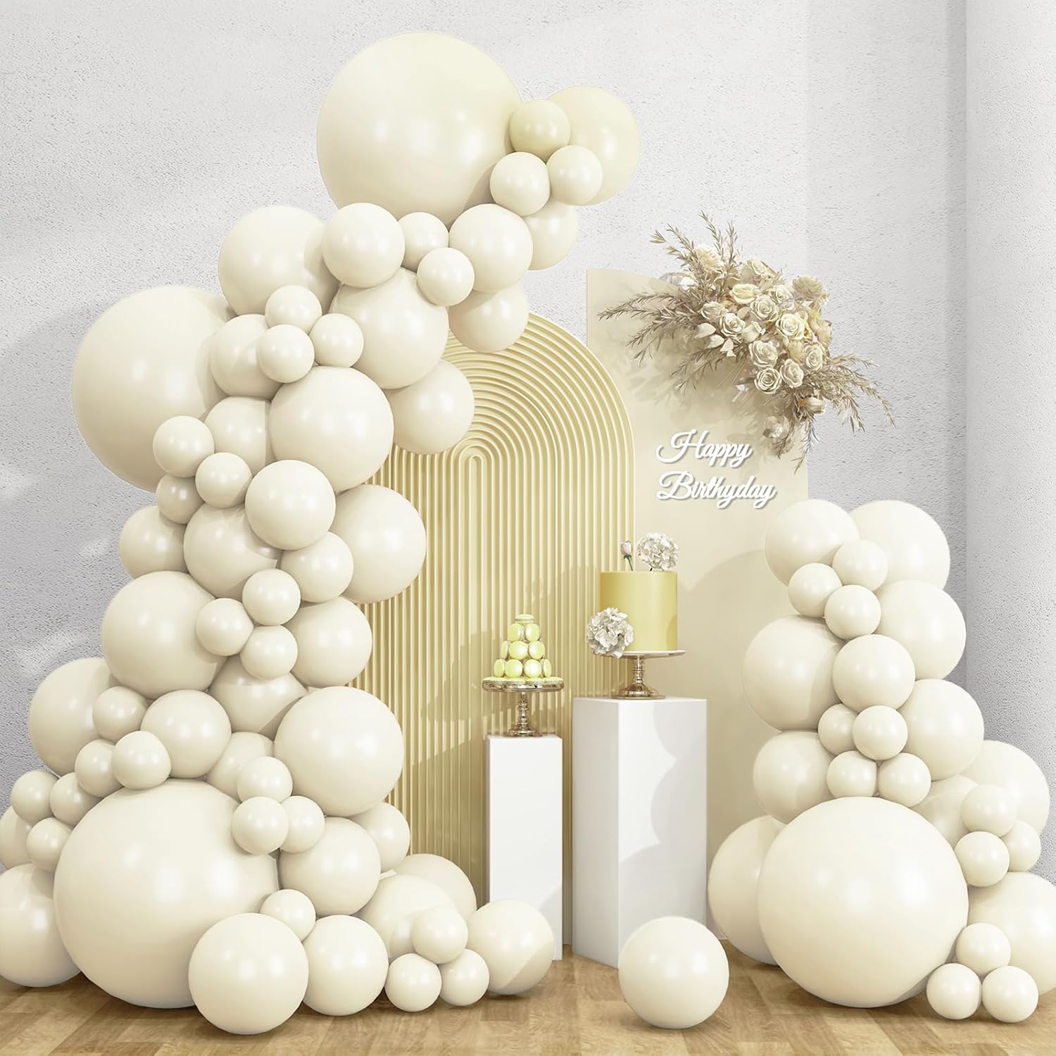 Detalle de RUBFAC 135pcs Ivory White Balloons Set for Beautiful Arch and Garland Creations