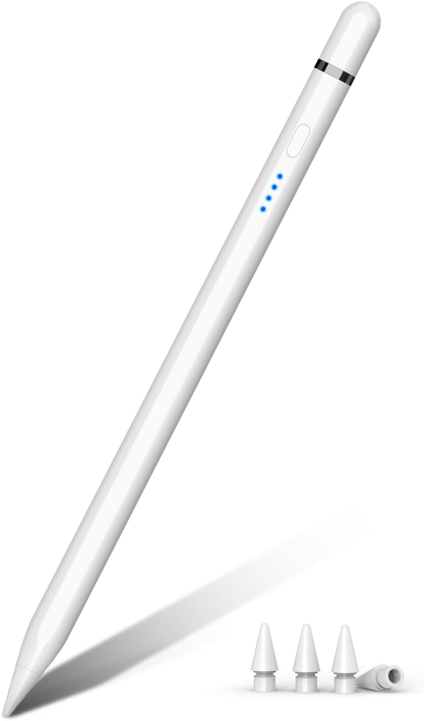 Detalle de Pencil 1. Generation für iPad (2018–2025) – iPad-kompatibler Stift mit 20-Minuten-Schnellladung, Neigung & Palm Rejection (Weiß)