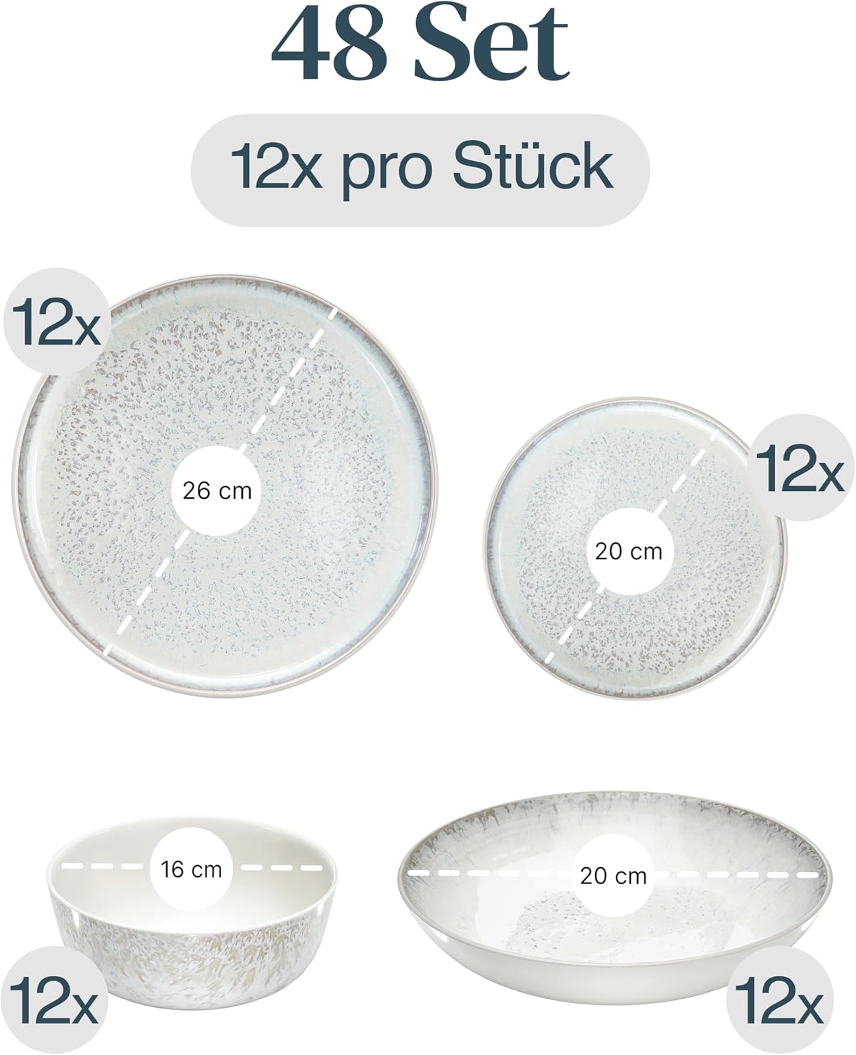Detalle de PURE LIVING INTERIOR DESIGN Ibiza Steingut Geschirrset 48 tlg