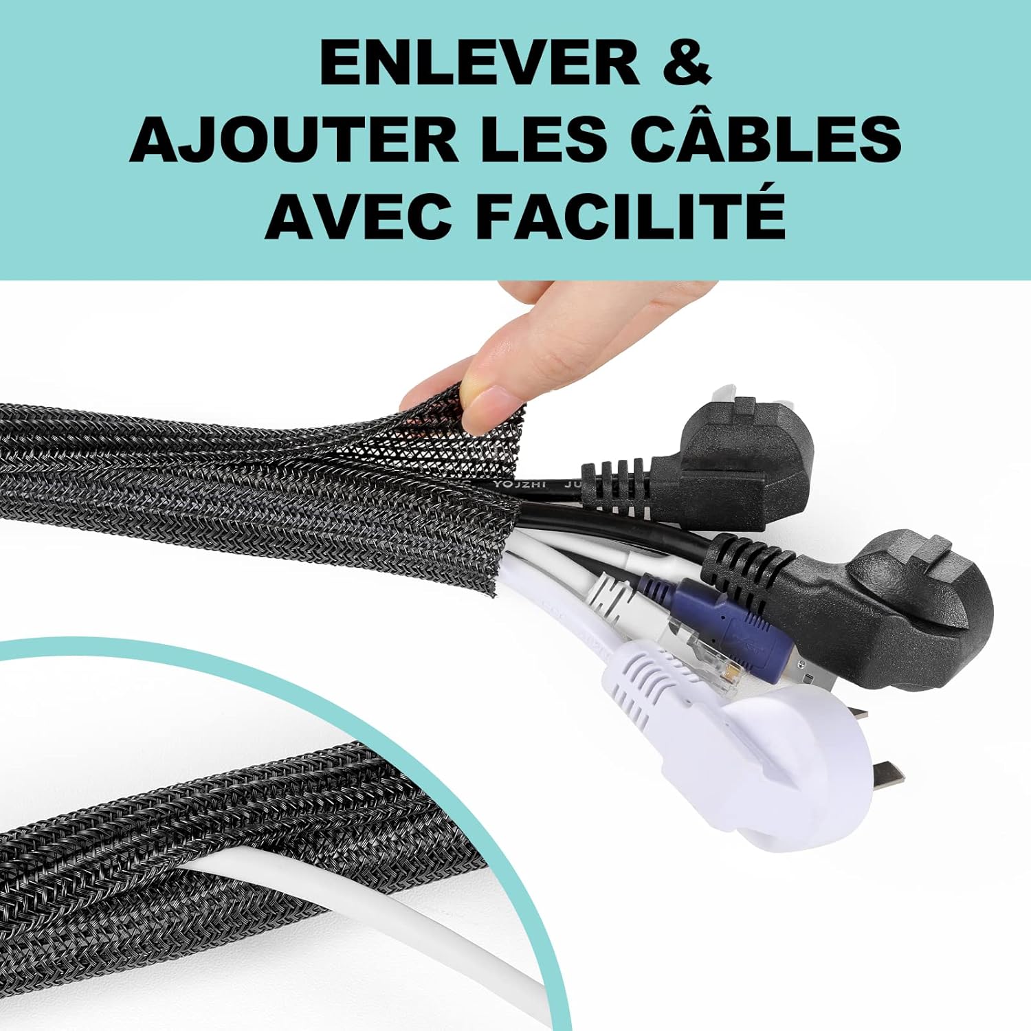 Detalle de AGPTEK Manchon de câble 1,5 mètre 🔌