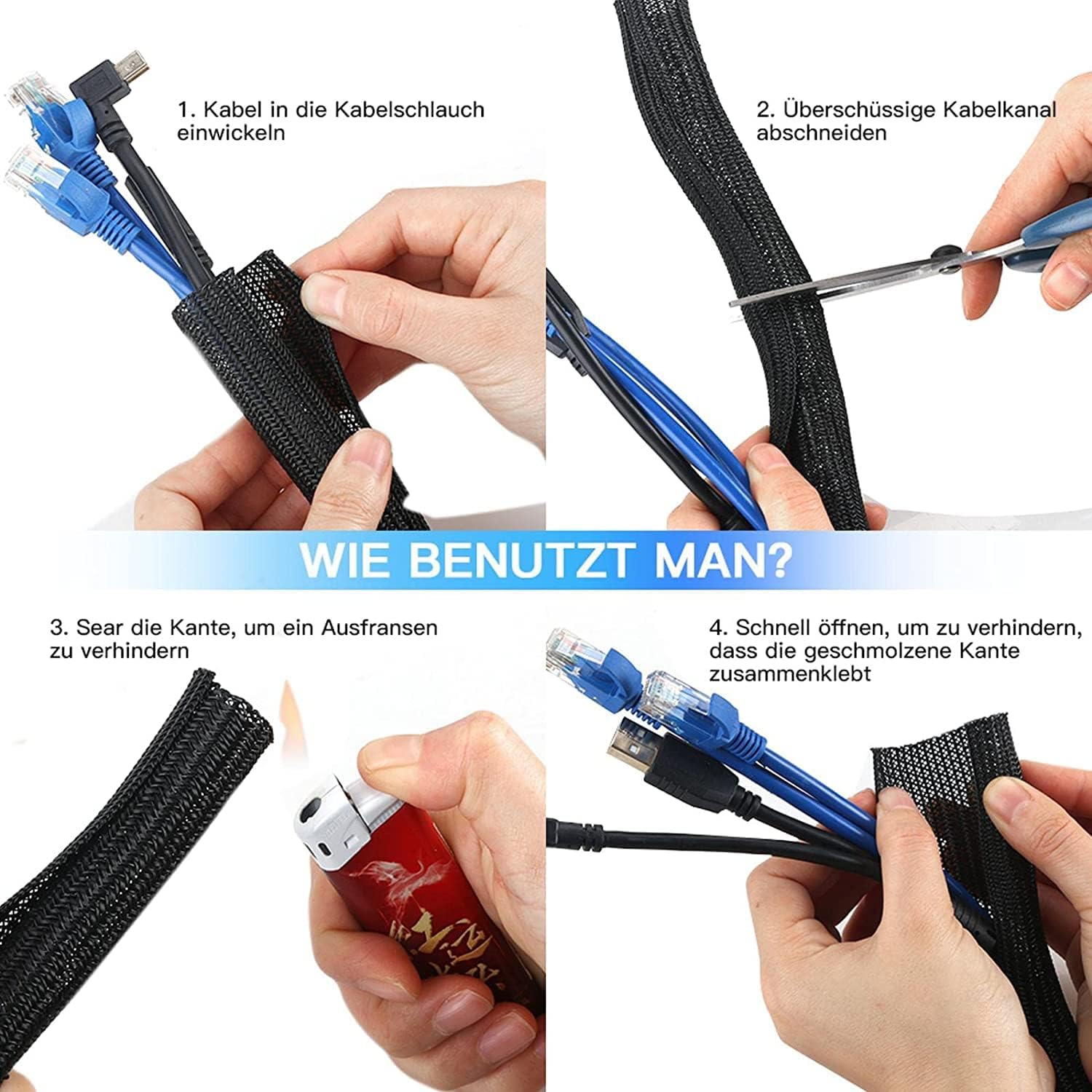 Thumbnail 6 de AGPTEK Kabelschlauch 19mm – 3m, selbstschließend, flexibler Kabelkanal für Büro und Zuhause