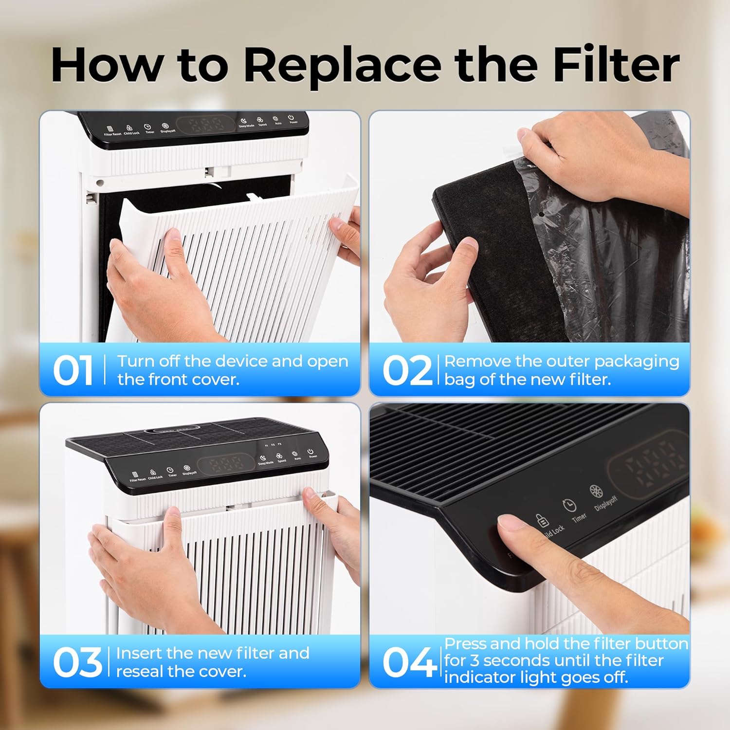 Thumbnail 6 de EVALIT Genuine ET066 Air Purifier Replacement Filter (Pet Dander Version) – HEPA 3-stage filtration, washable pre-filter