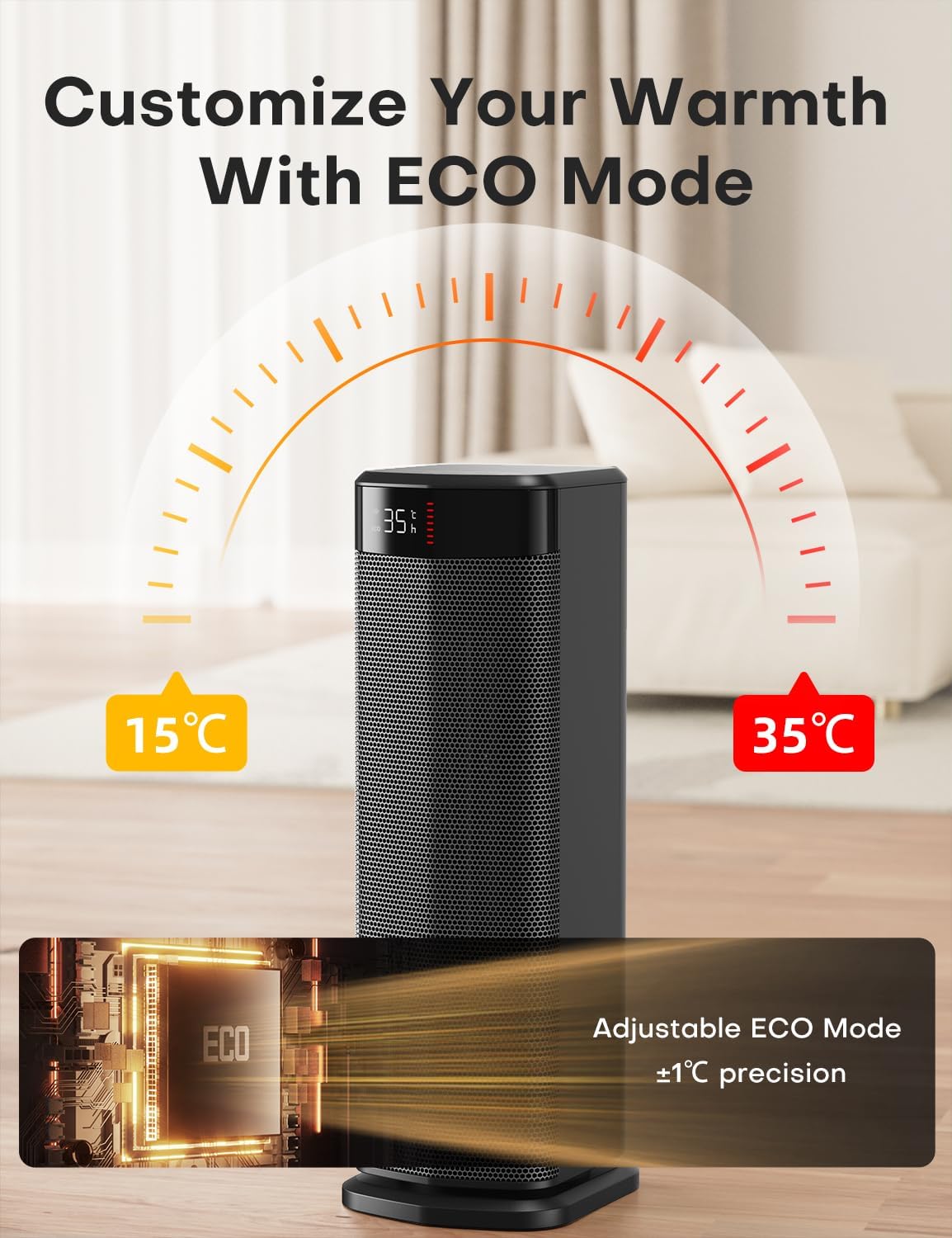 Thumbnail 6 de QEXREED Heater 2000W electric heater with thermostat