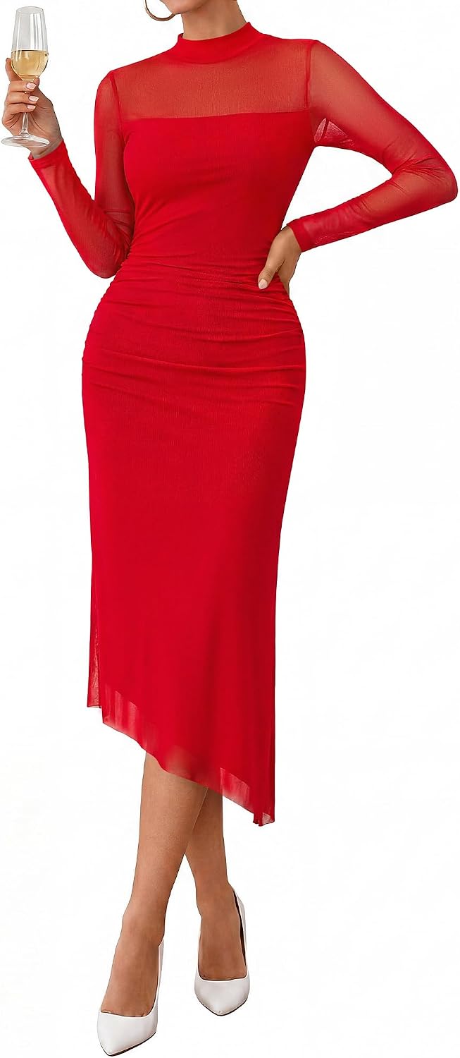 Detalle 1 de BTFBM Mesh Bodycon Midi Dress
