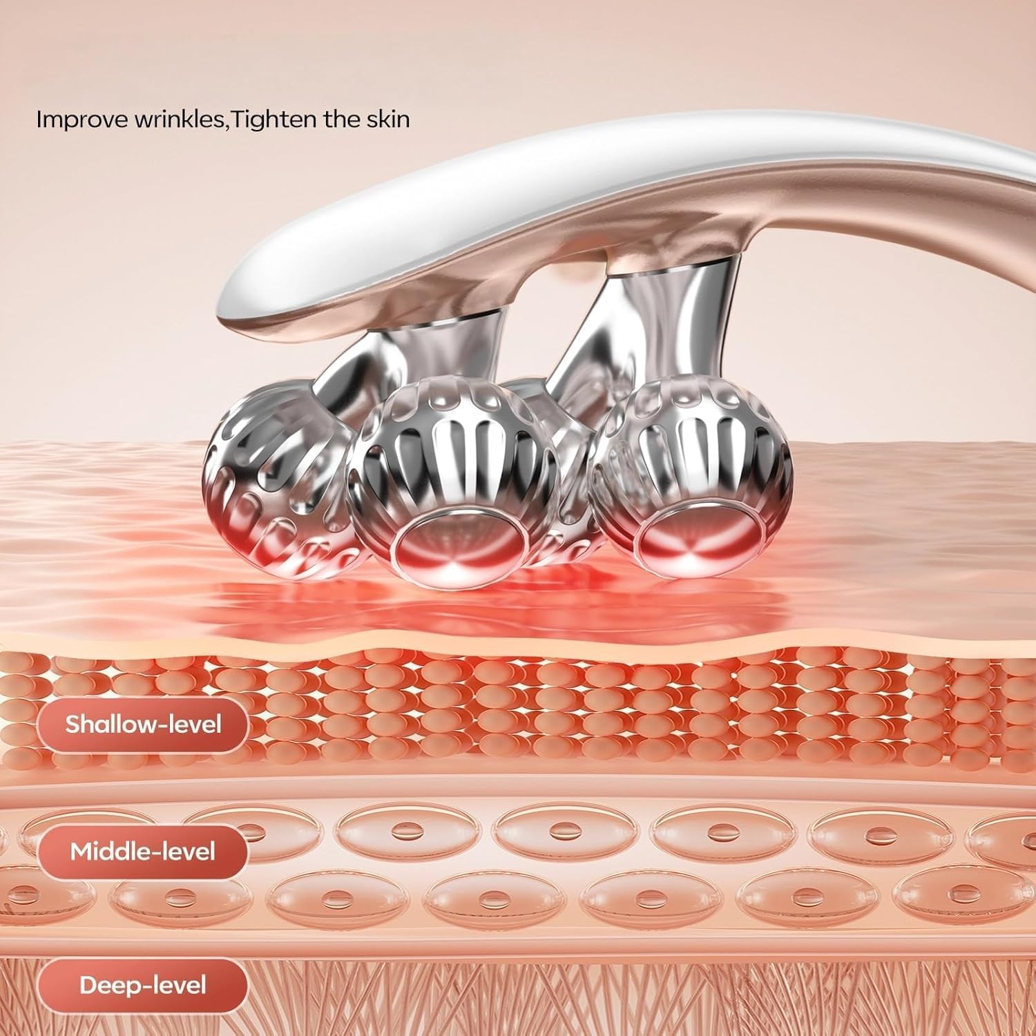 Detalle de AILEDA Appareil anti-rides visage massage EMS 3D à microcourants et LED
