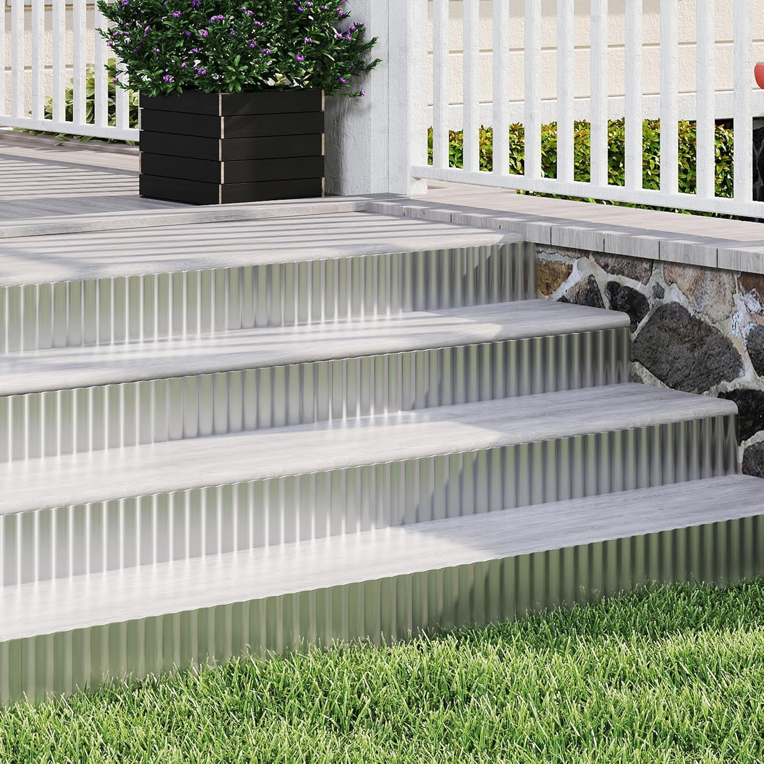 Thumbnail 4 de Metal Garden Edging Border: Corrugated Steel Landscaping, DIY for Lawn (Silver, 6 Inch x 10FT)