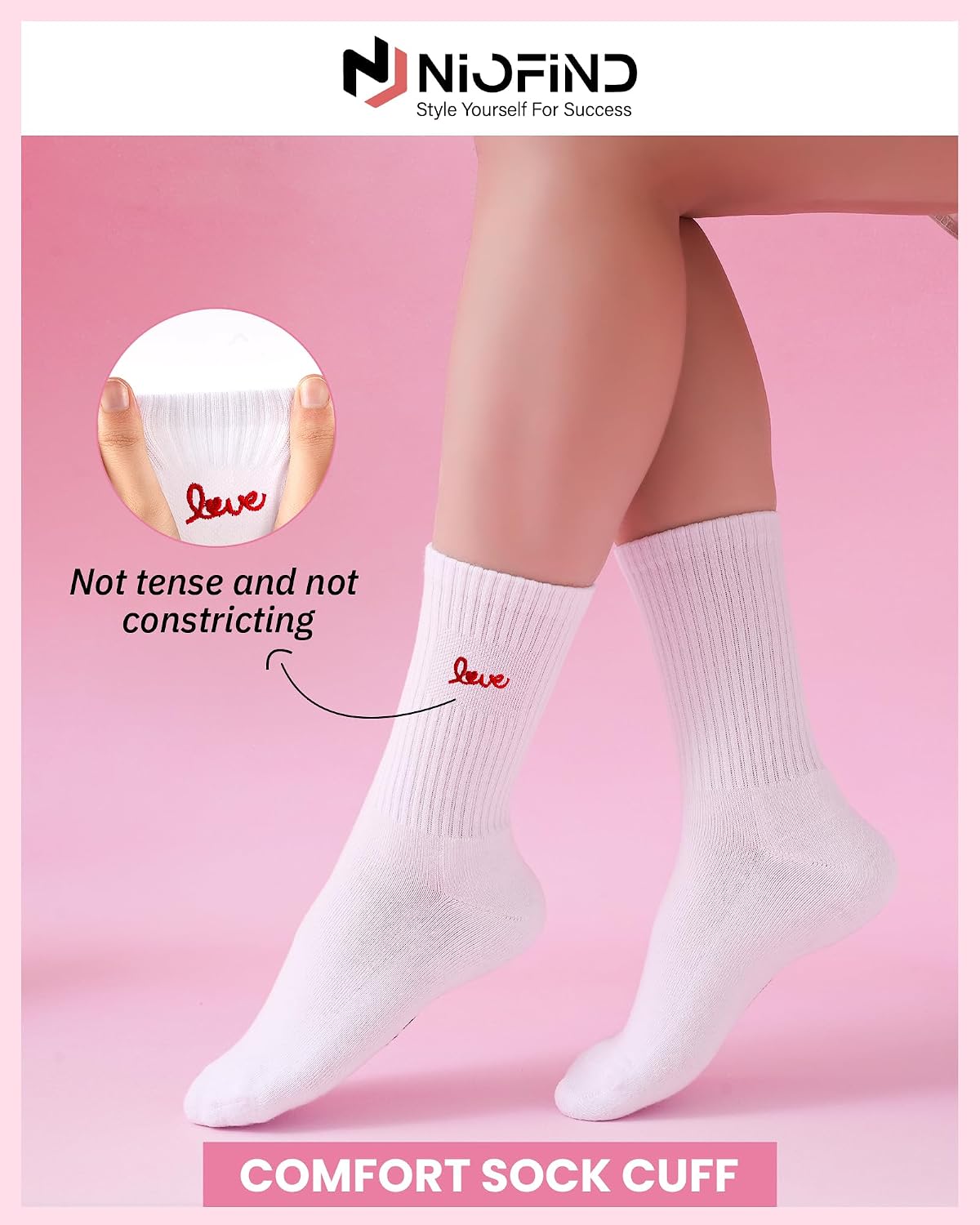 Detalle de Niofind Calzini Tennis per Donna e Uomo – 3 Paia di Calzini Cotone con Motivo Aperol