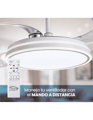Detalle 2 de JARDIN202 - Ventilador de Techo con Aspas Retráctiles, Motor DC y Luz LED Regulable